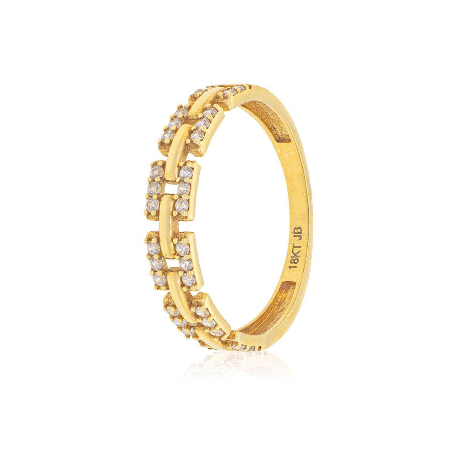 Anillo de Oro 18kt Modelo Cadena Circon-0