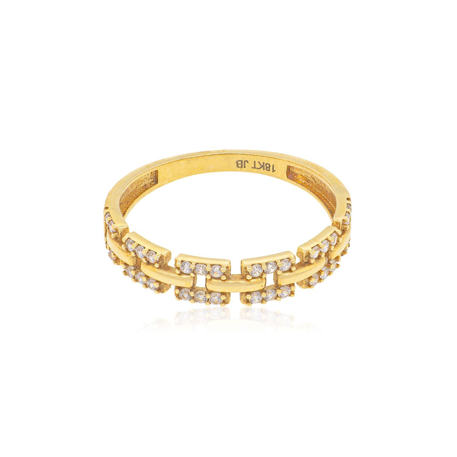 Anillo de Oro 18kt Modelo Cadena Circon-2