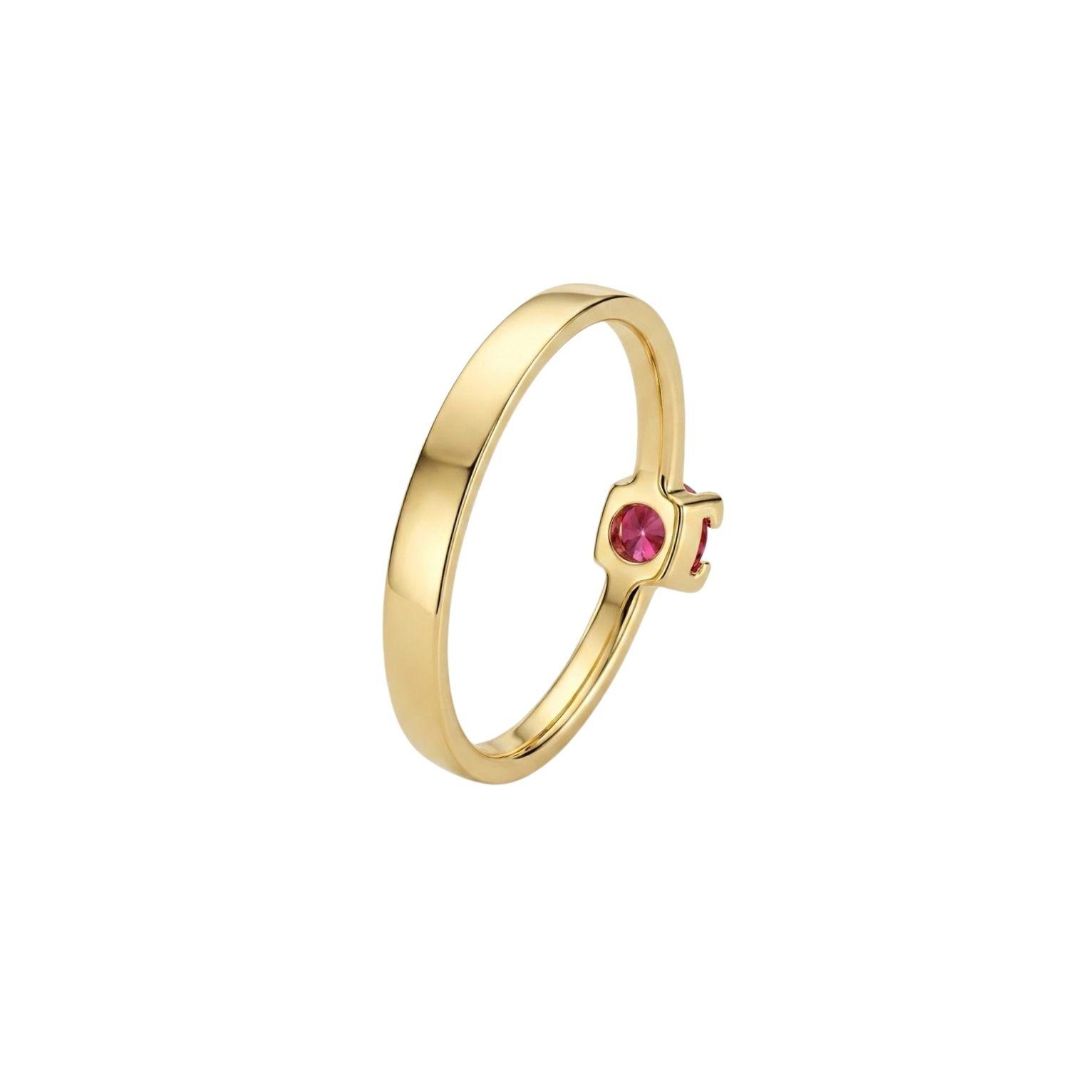 Anillo Oro Miel 18kt Solitario Cuadrado con Rubí-2