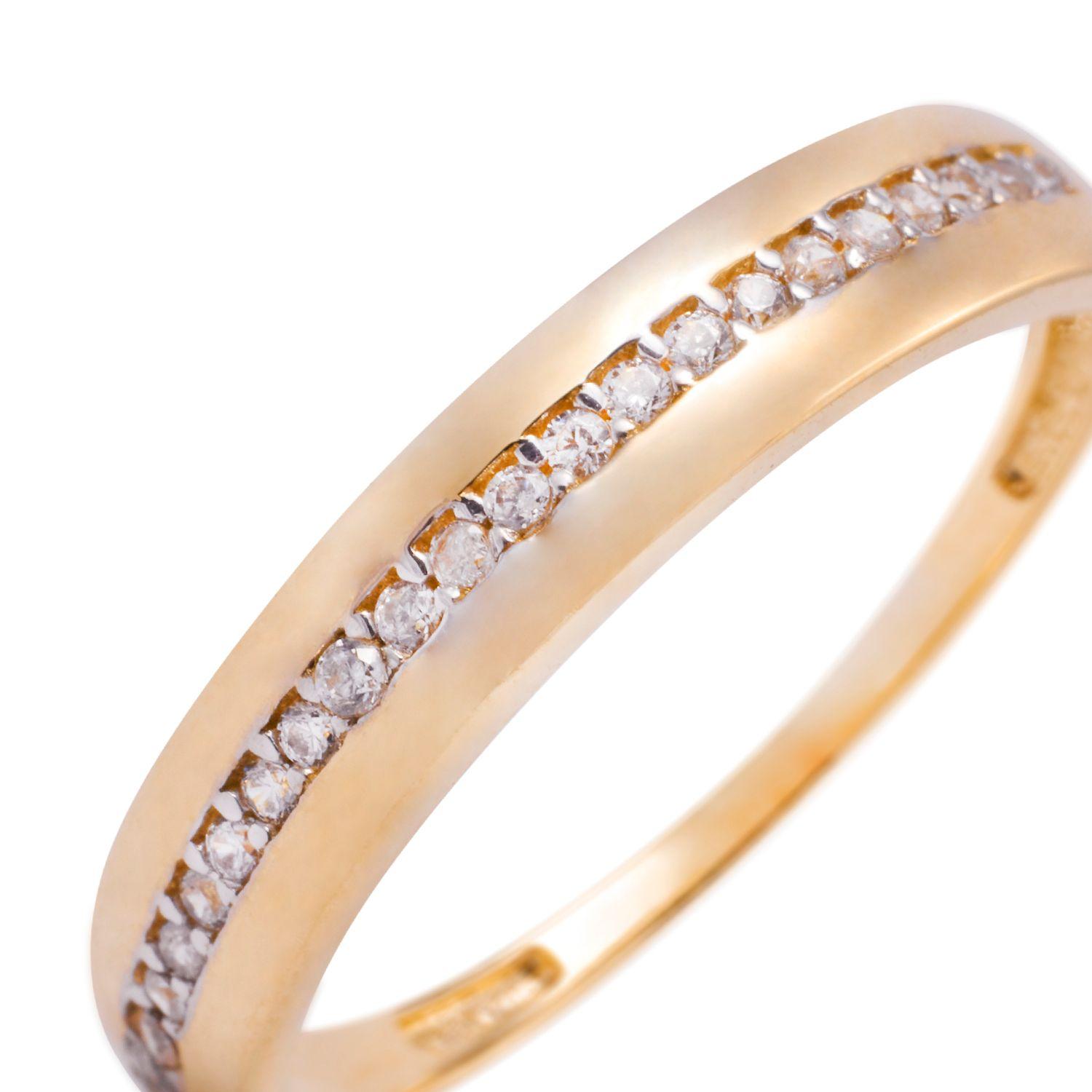 Anillo Compromiso de Oro 18Kt Medio Cintillo Riel Central Circonita-2