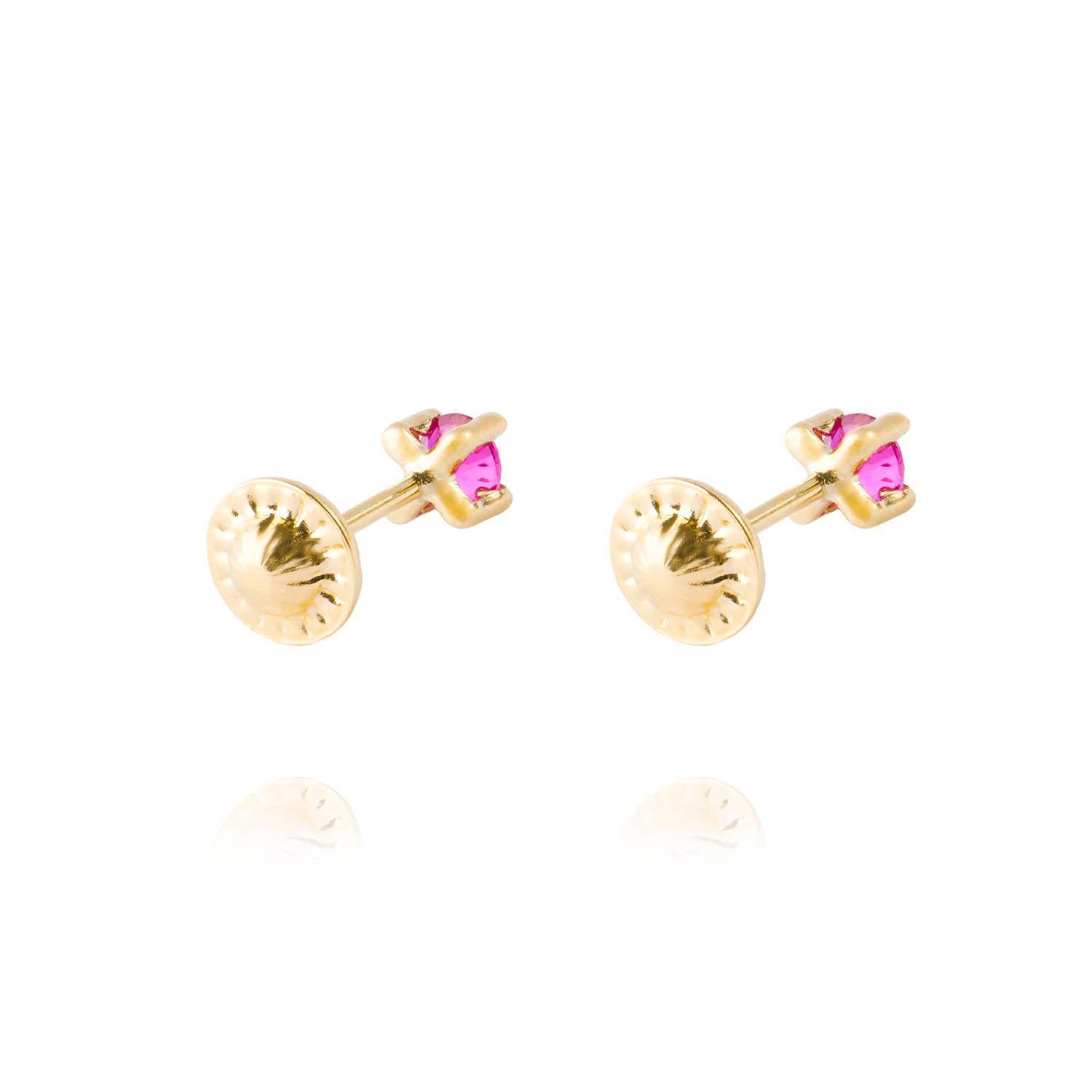 Aros de Oro 18kt Aros Piedra Rubí 3mm-2