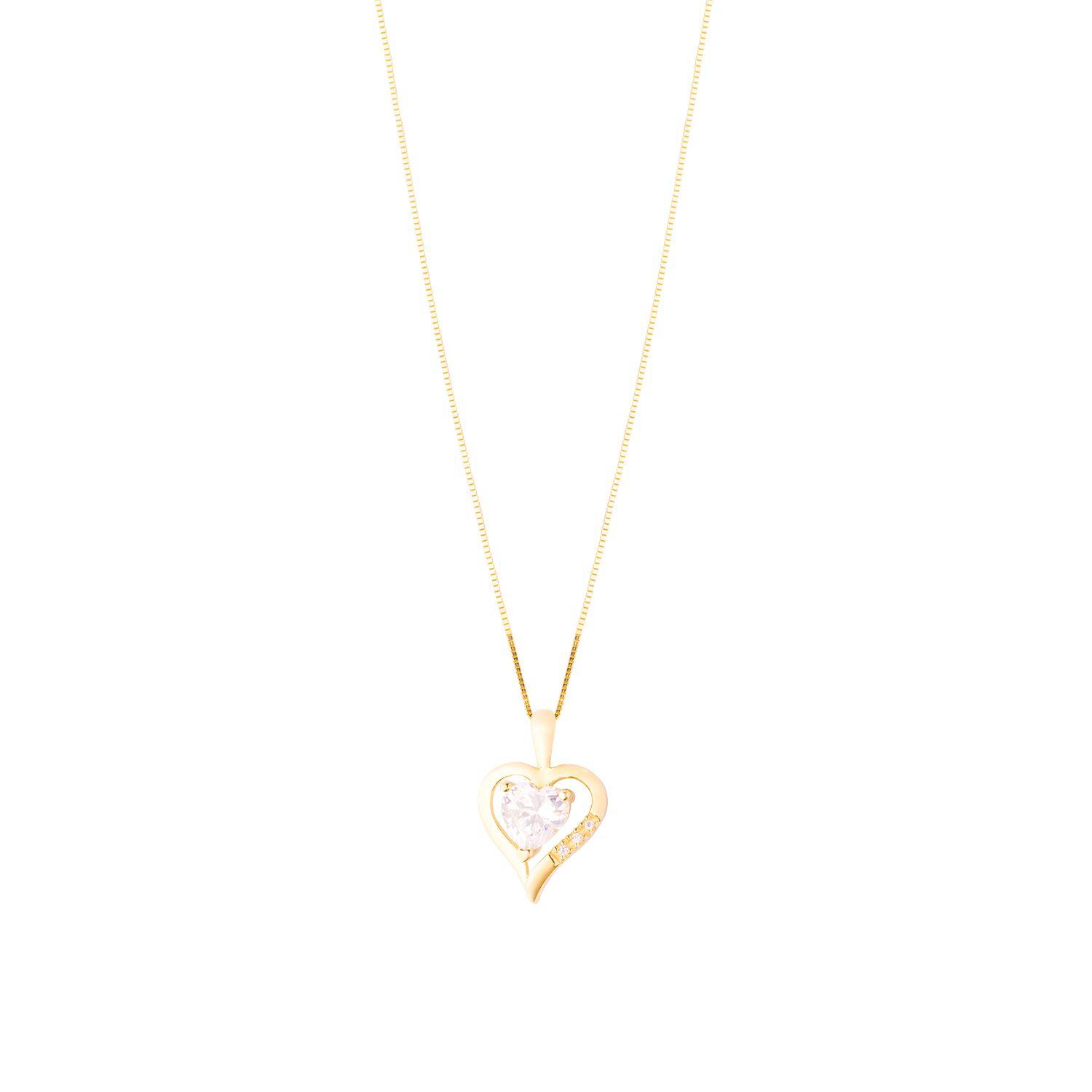 Colgante de Oro 18kt Corazón Triple Circonita-2