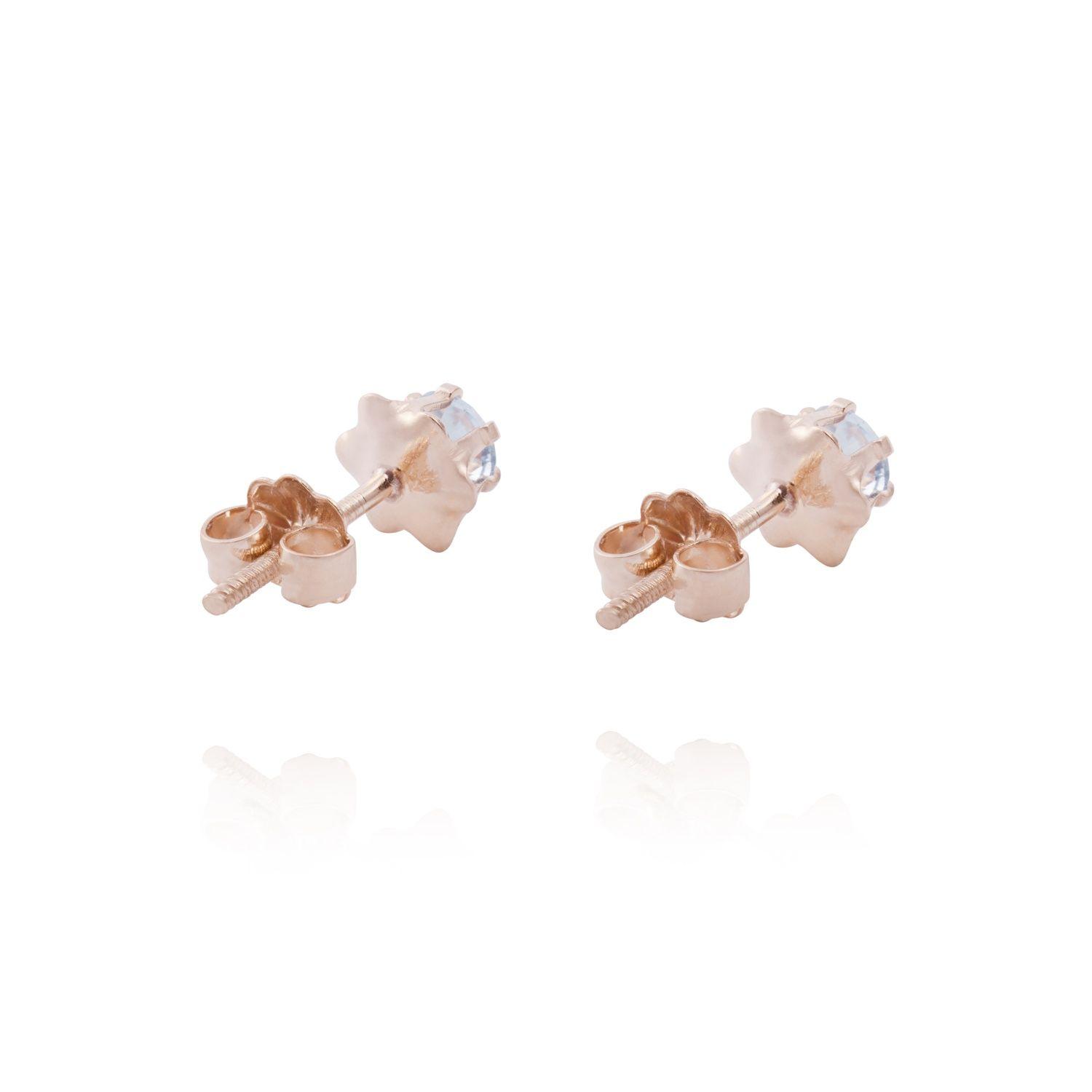 Aros en Oro Miel 18kt Agua Marina 4mm-2