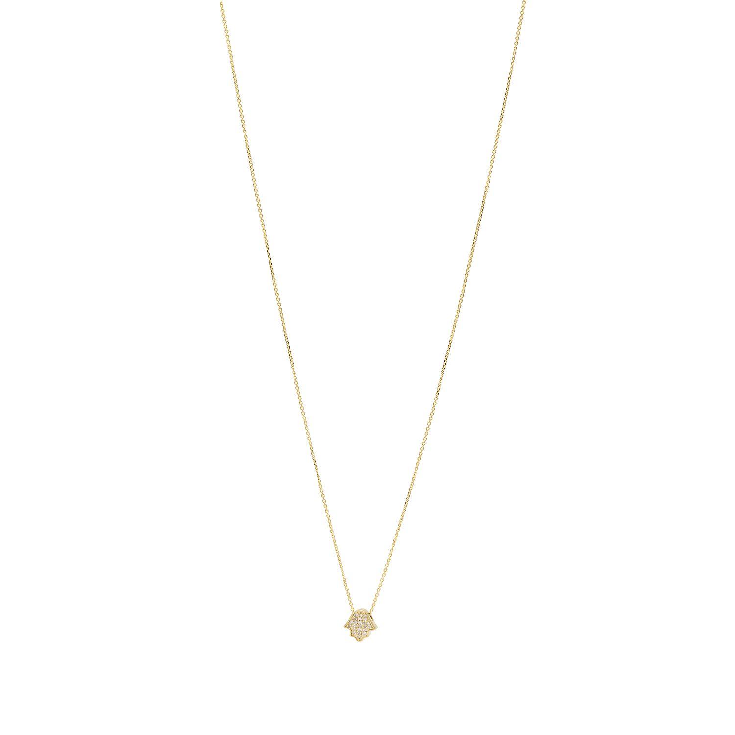 Collar Oro Amarillo 18kt Diamantes de 5 Pts Mano de Fátima-2