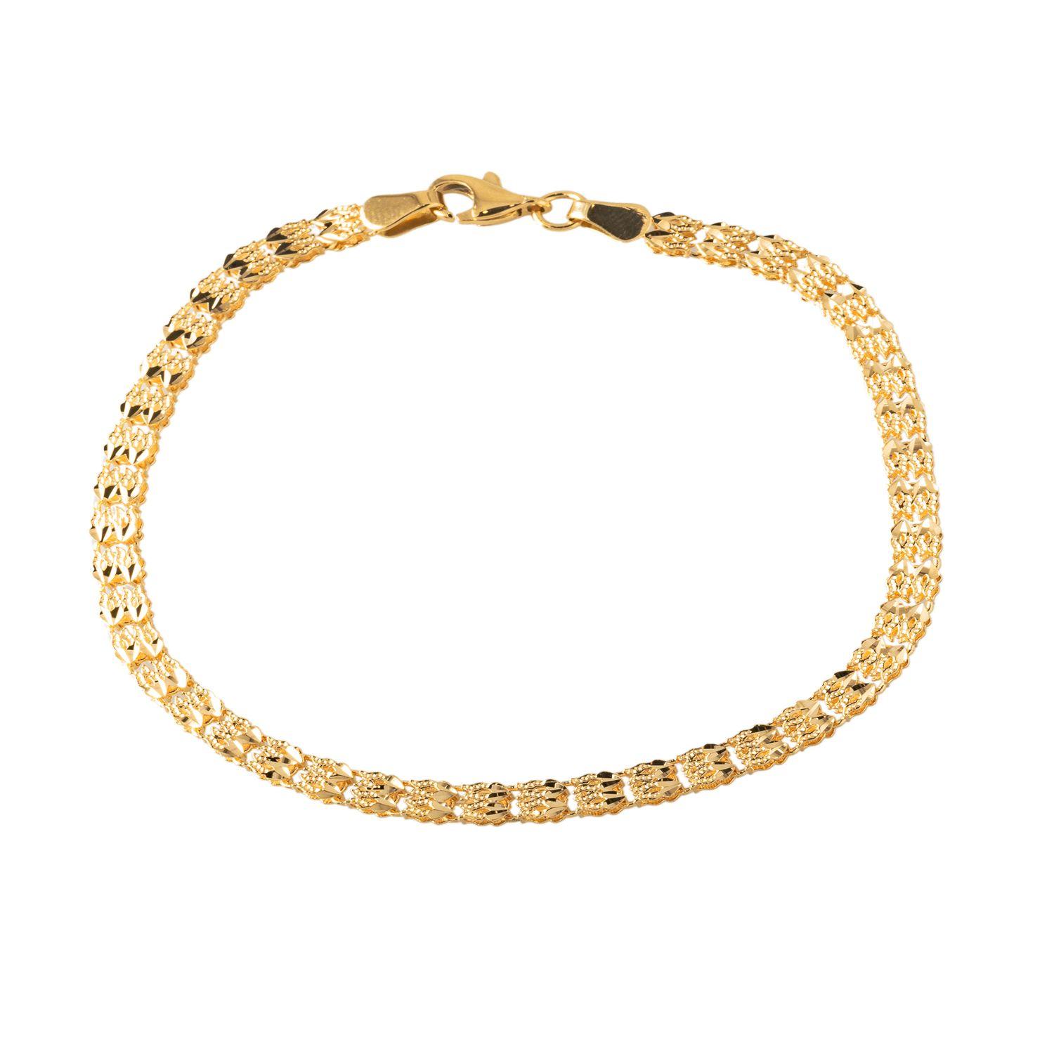 Pulsera de Oro 18kt Corazones Unidos Bicelados-0