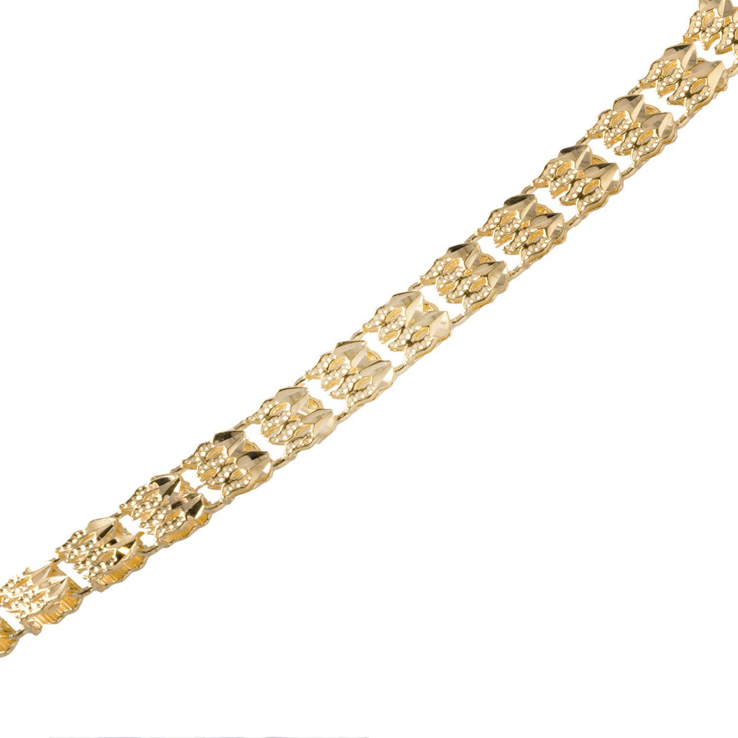 Pulsera de Oro 18kt Corazones Unidos Bicelados-1