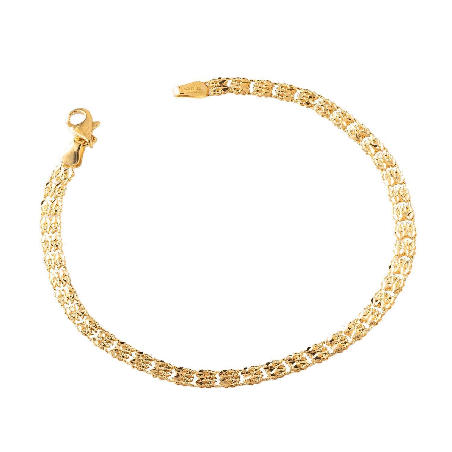 Pulsera de Oro 18kt Corazones Unidos Bicelados-2