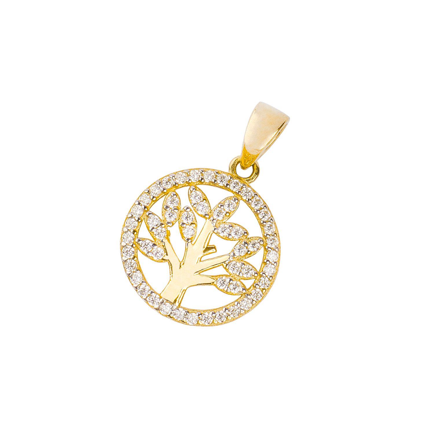 Colgante de Oro 14kt Árbol de la Vida Circonita-0
