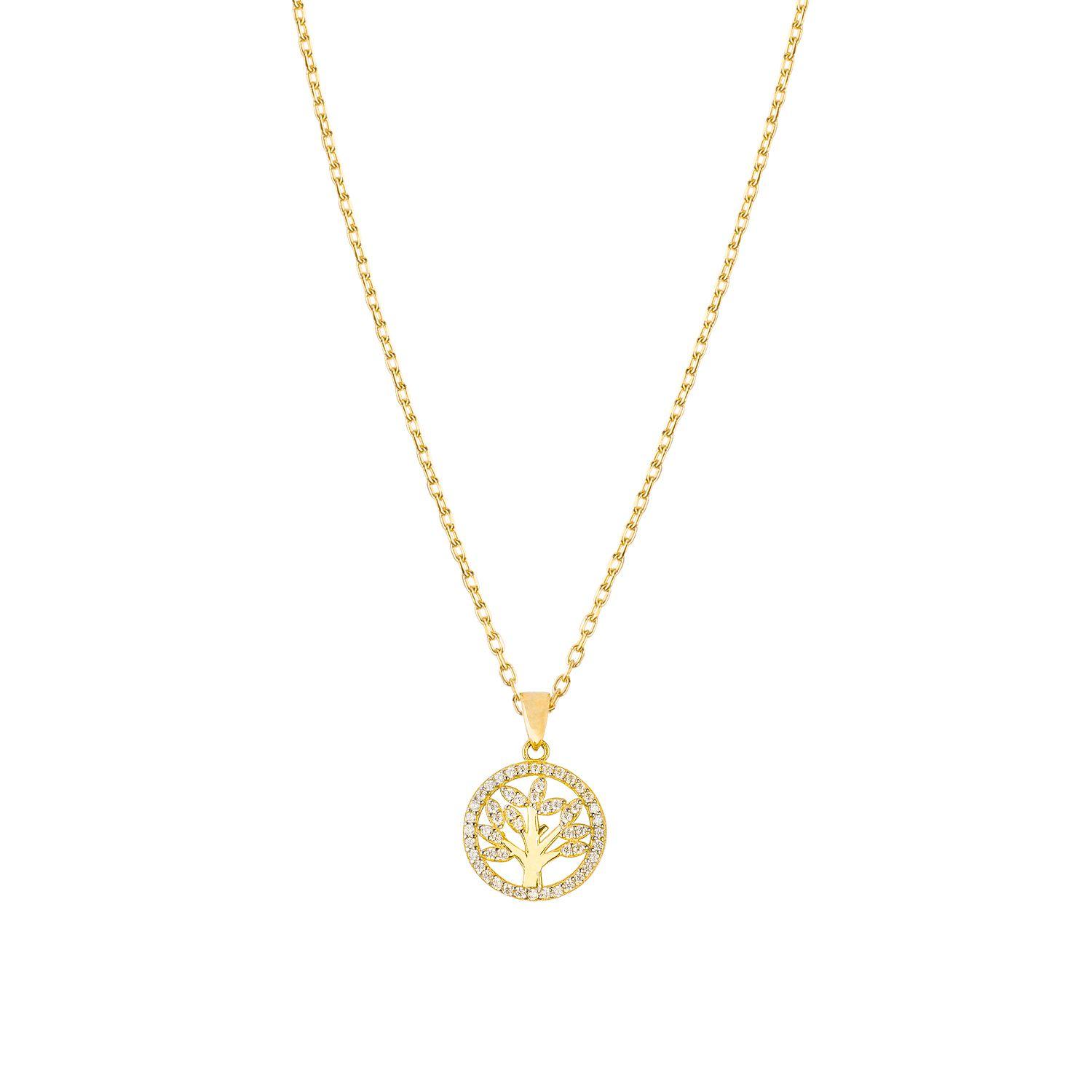 Colgante de Oro 14kt Árbol de la Vida Circonita-2