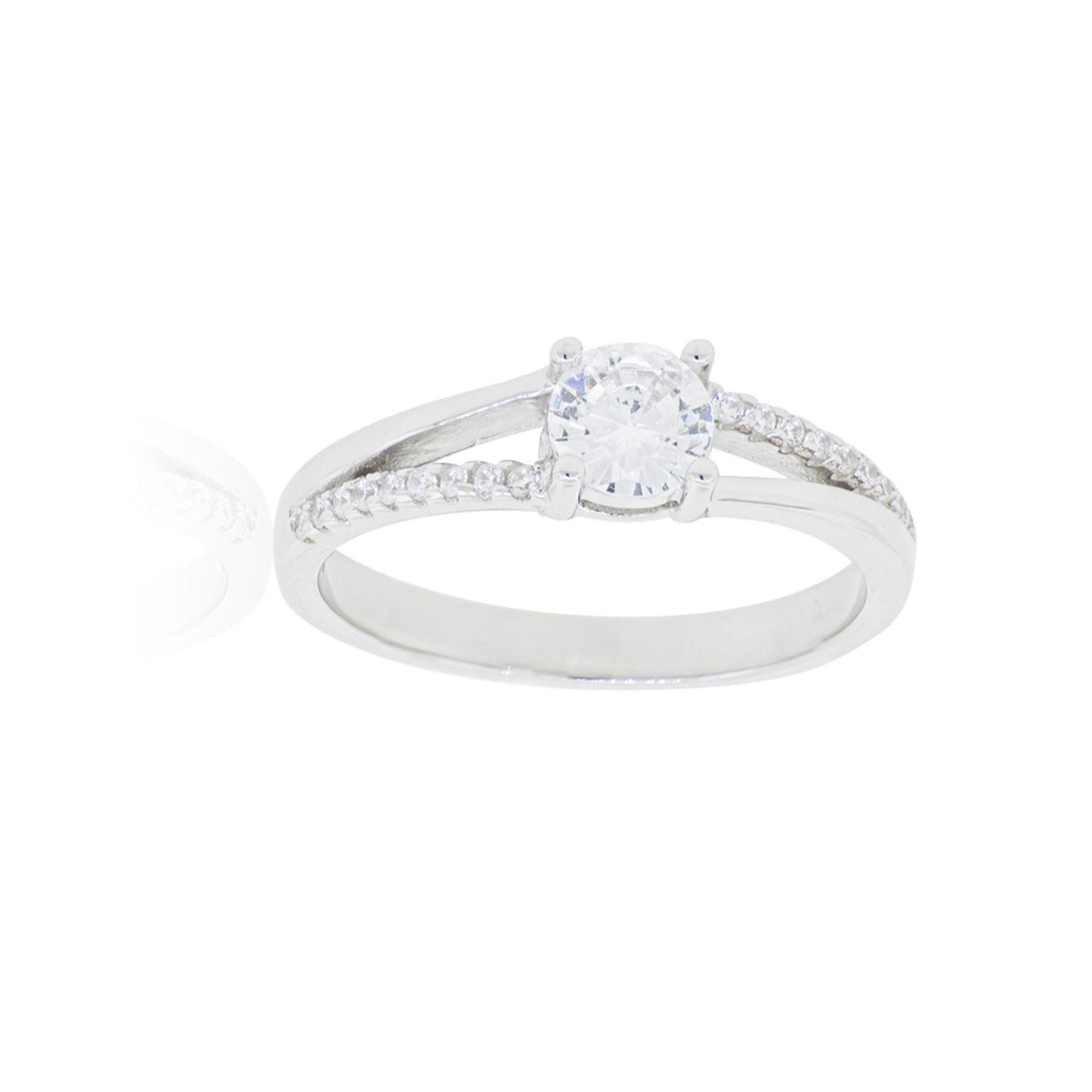 Anillo de Plata Esterlina 925 Doble Circon-2
