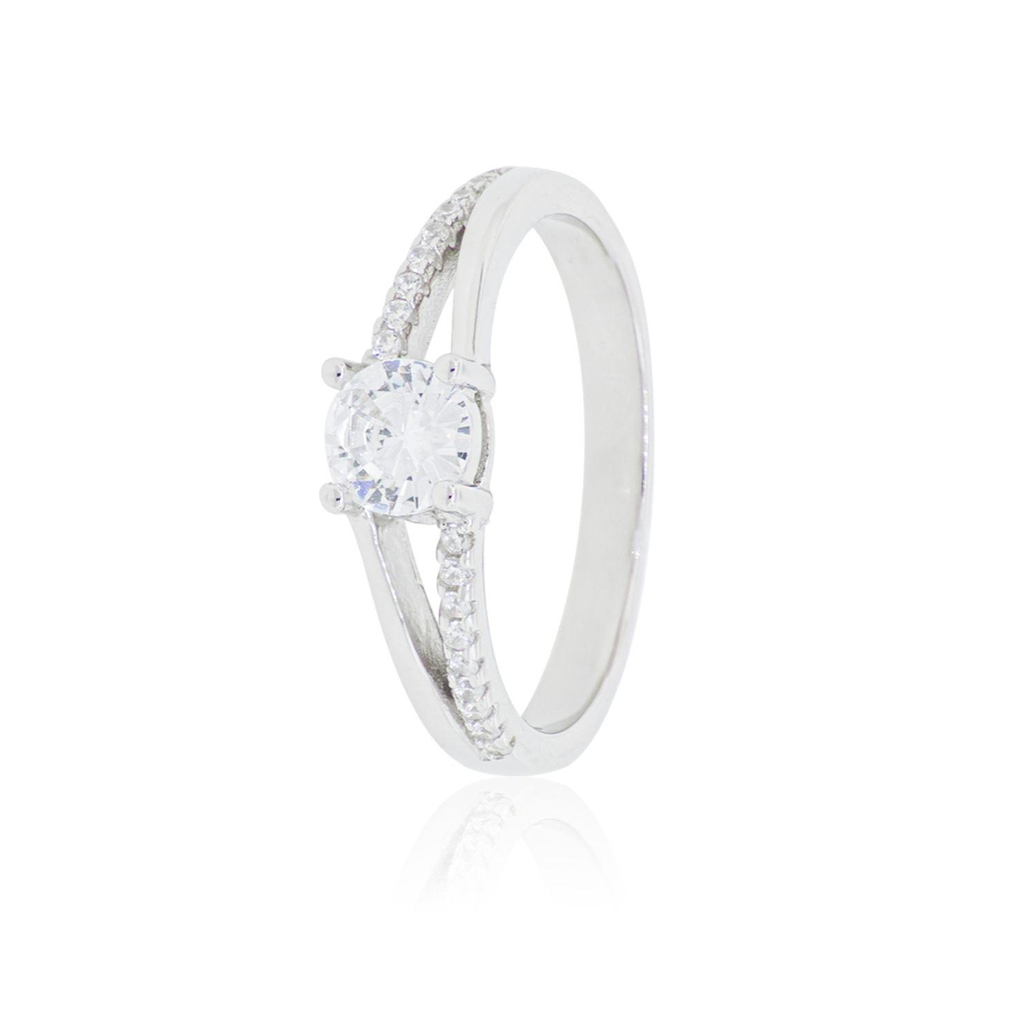 Anillo de Plata Esterlina 925 Doble Circon-0