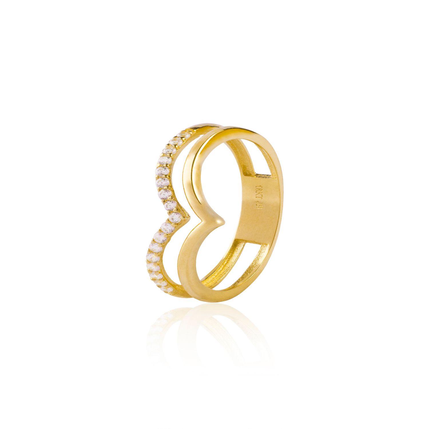 Anillo de Oro 18kt Doble Punta Circon-0