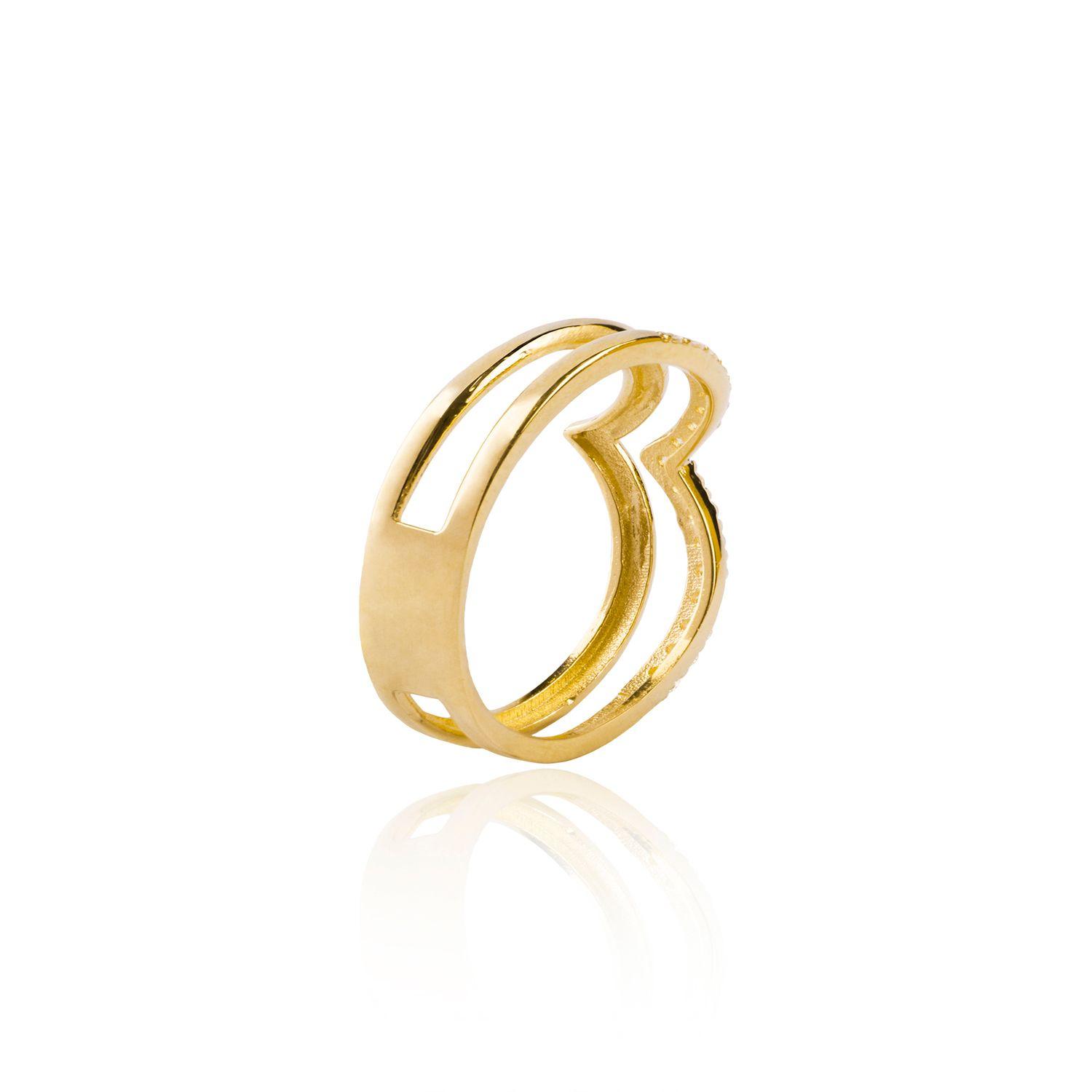 Anillo de Oro 18kt Doble Punta Circon-1