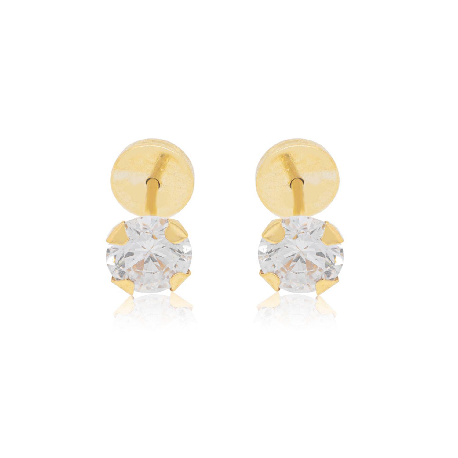 Aros de Oro 18kt Circón 4,0mm Modelo Abridor-0