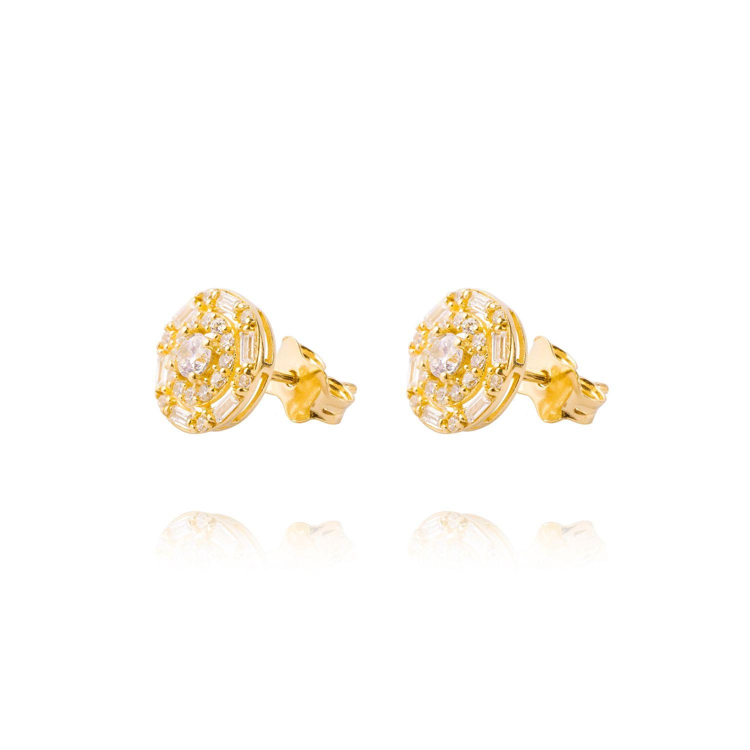 Aros de Oro 18kt Modelo Triple Círculo con Circón-0