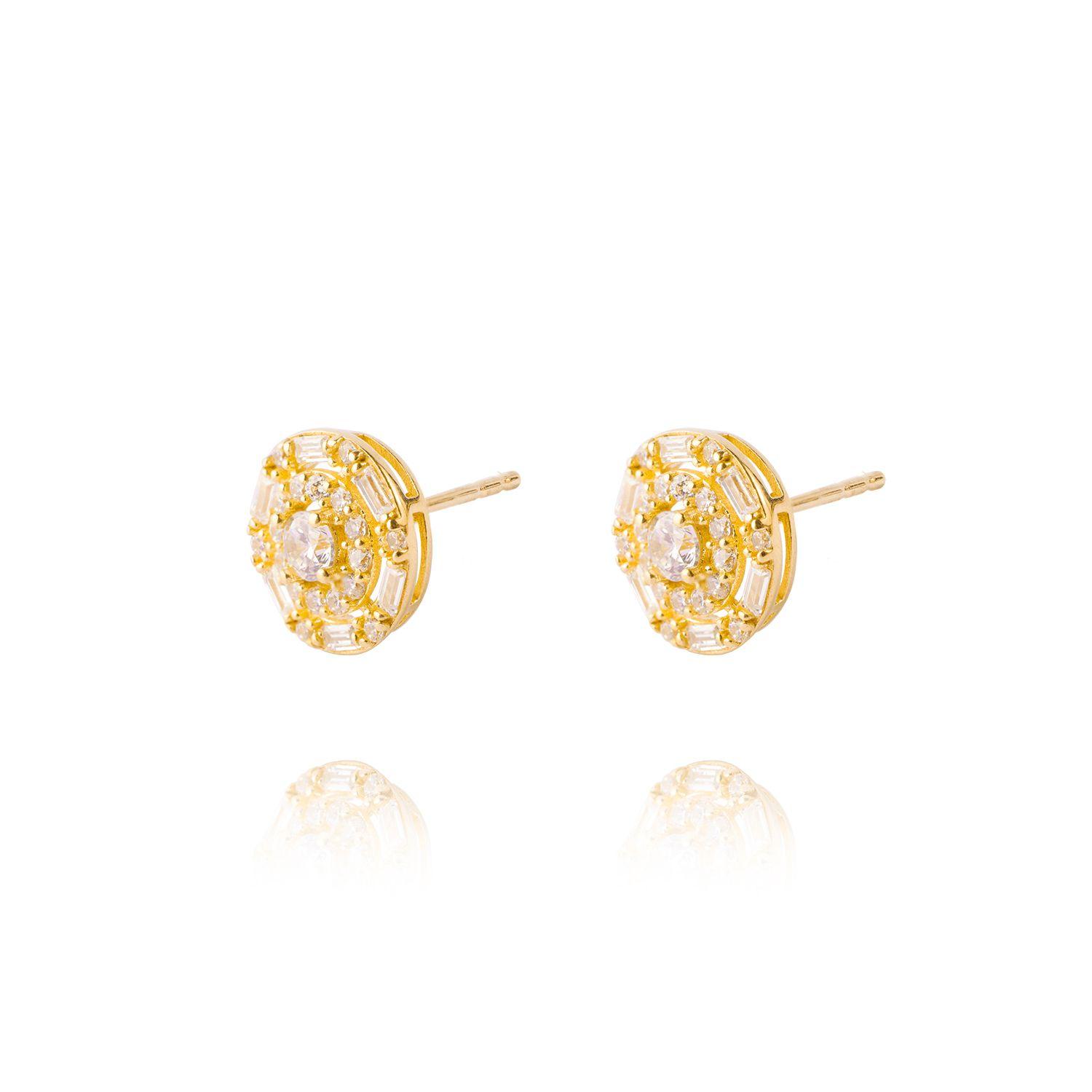 Aros de Oro 18kt Modelo Triple Círculo con Circón-1
