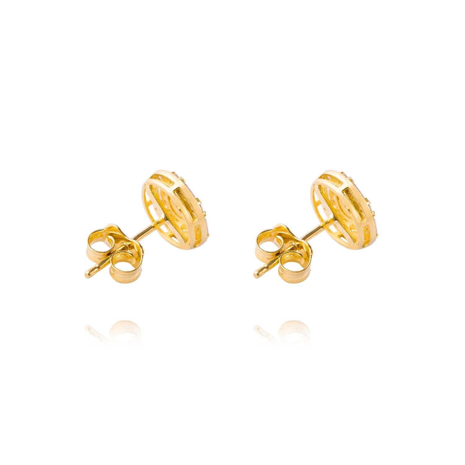 Aros de Oro 18kt Modelo Triple Círculo con Circón-2
