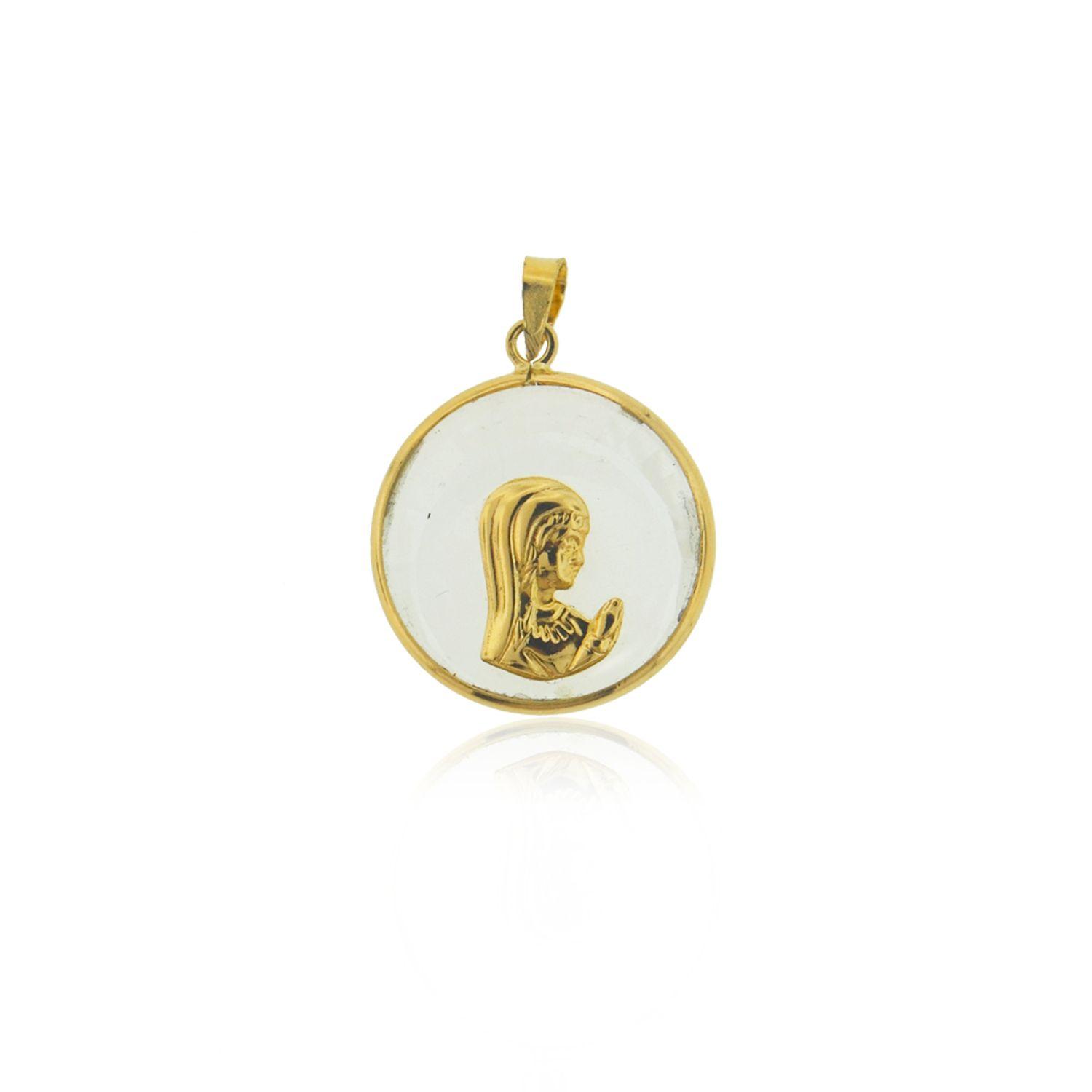 Colgante de Oro 18kt Virgen Cristal-0