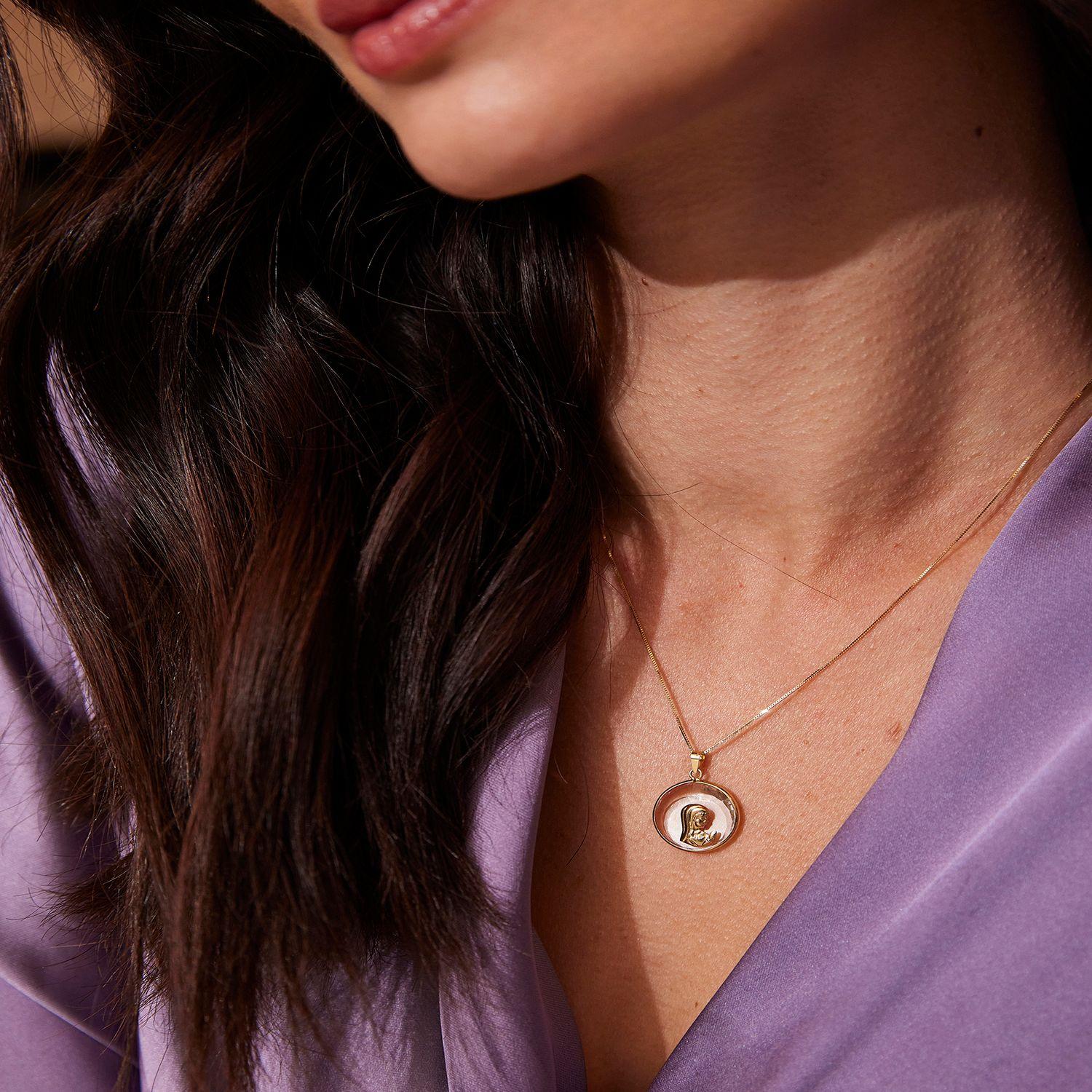 Colgante de Oro 18kt Virgen Cristal-3