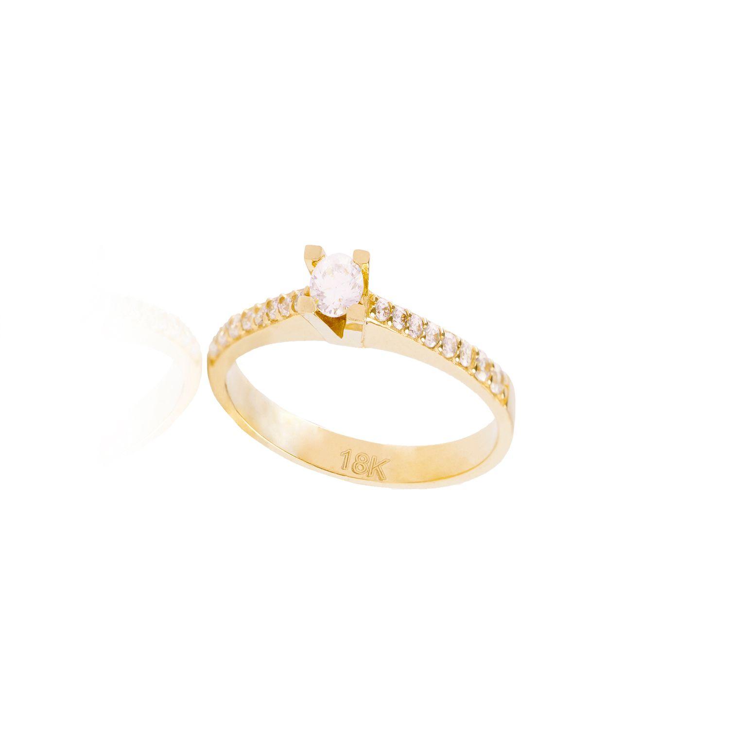 Anillo de oro 18kt Solitario Circón 3 mm mas laterales-2