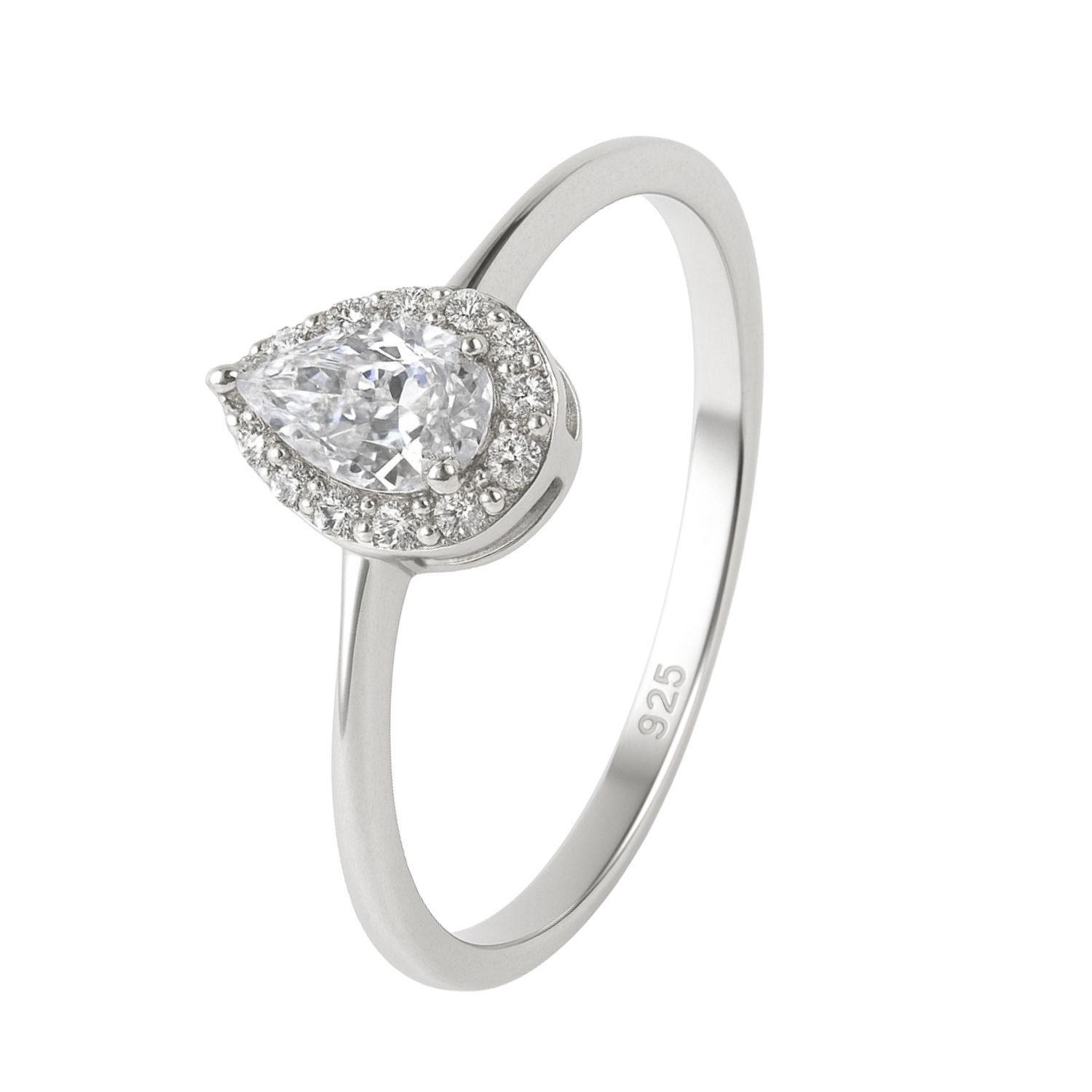 Anillo de Plata Esterlina 925 Gota con Circonita-0