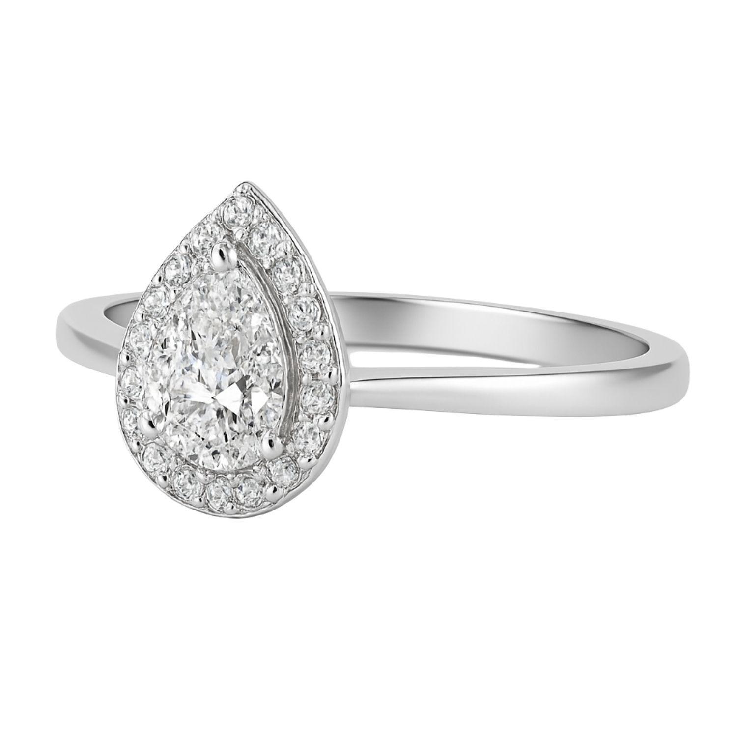 Anillo de Plata Esterlina 925 Gota con Circonita-1