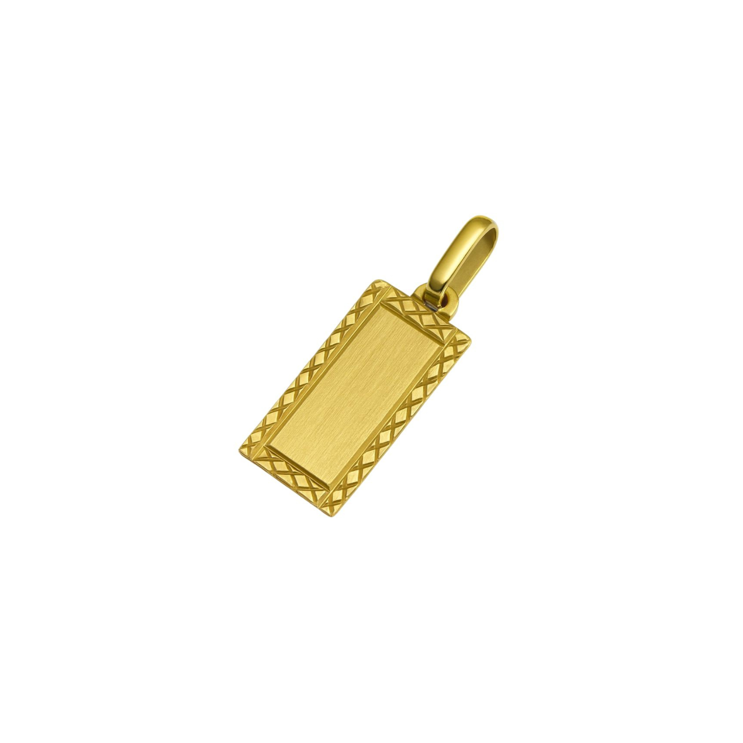 Colgante Oro Miel 18kt Placa Borde Tallado-2