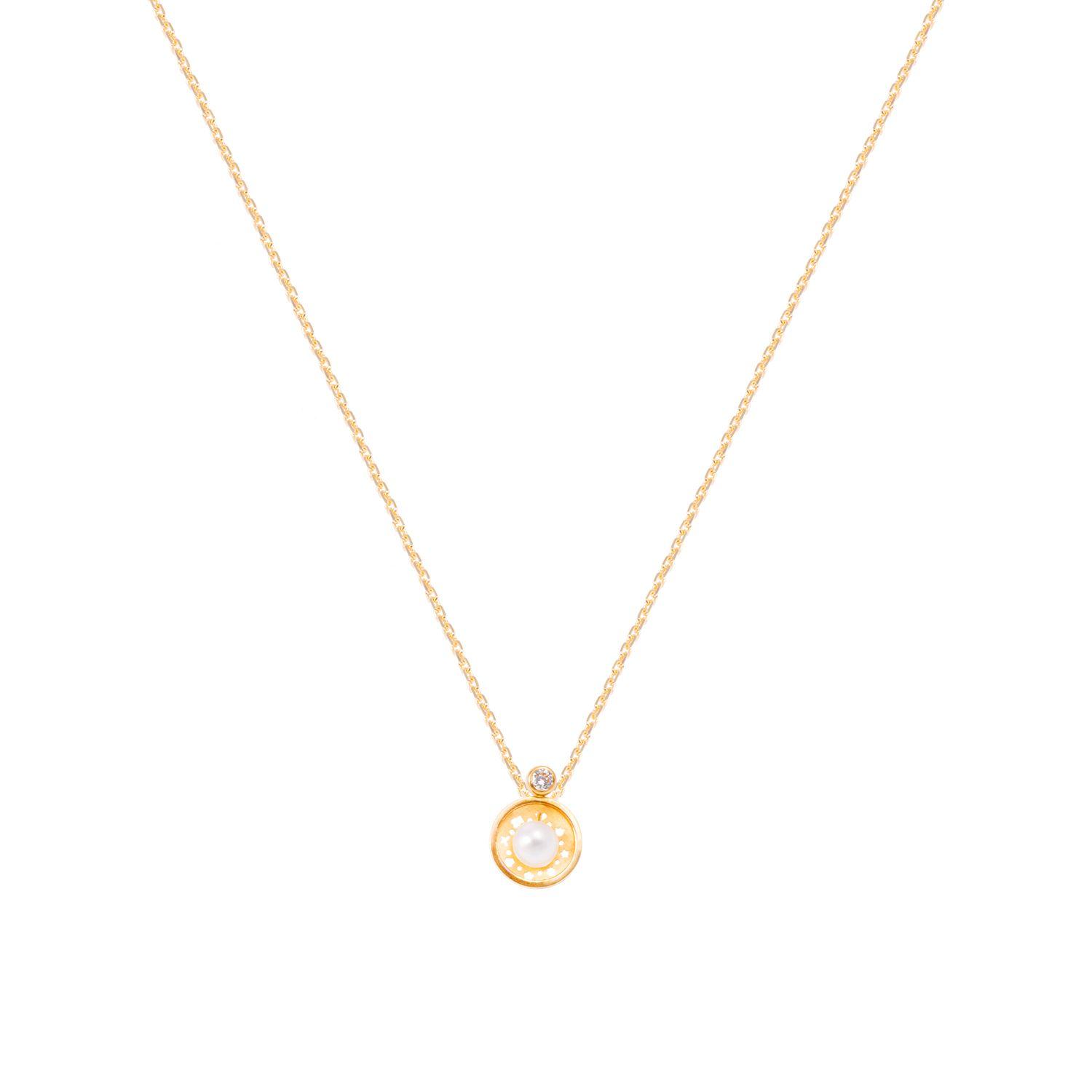 Colgante Oro Amarillo 18kt Perla Circonita y Diseño-2