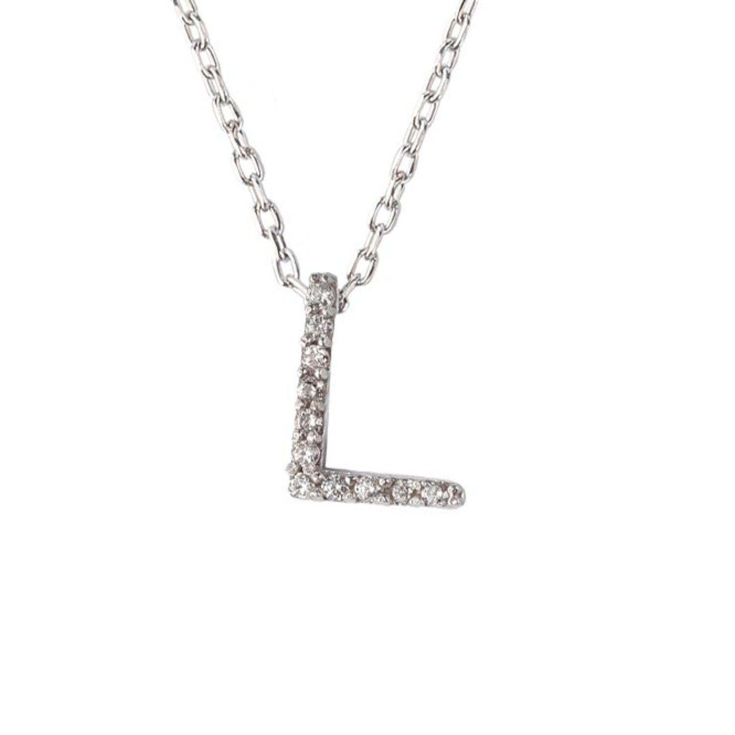 Collar de Plata Esterlina 925 Letra L Circon-2