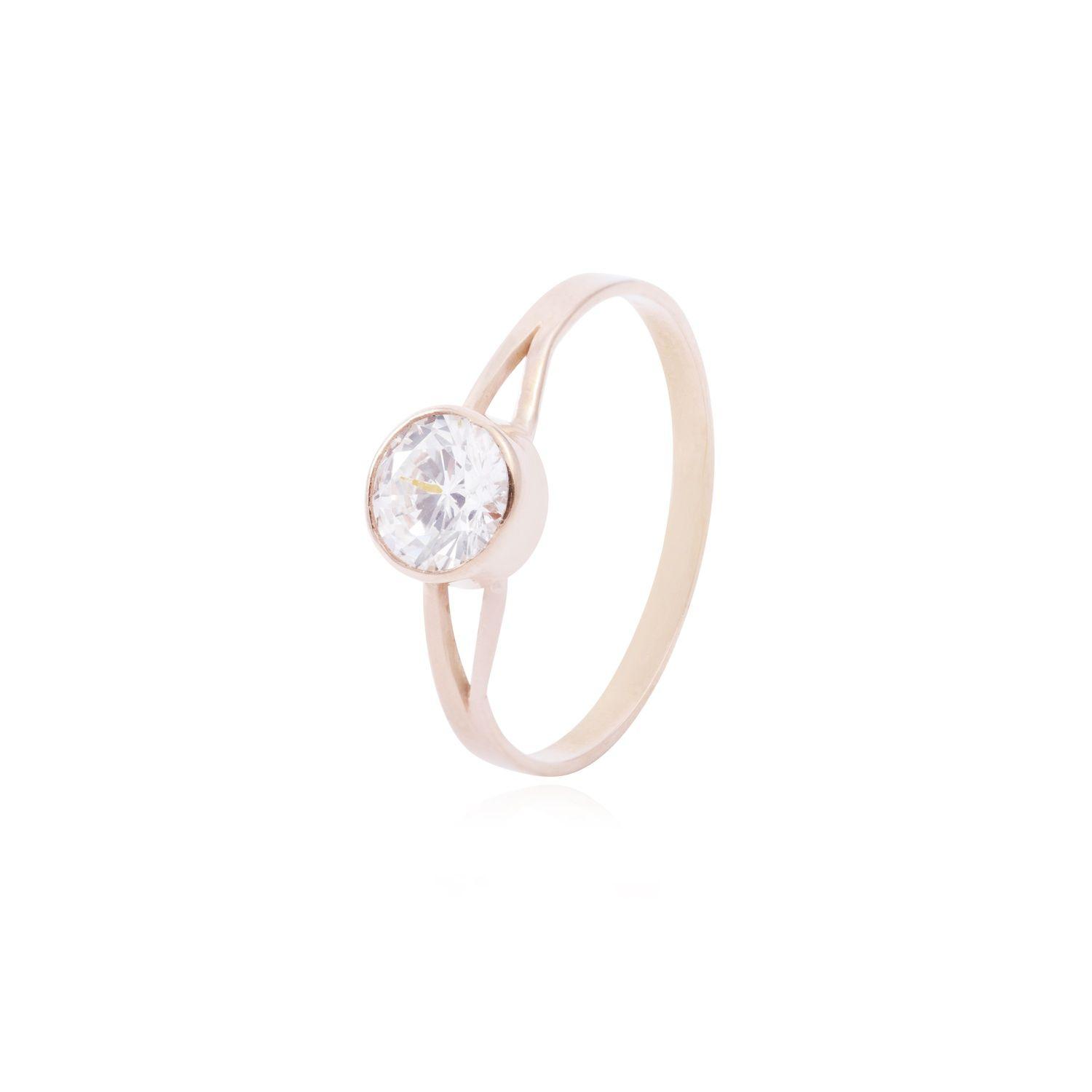 Anillo Oro Miel 18kt Moderno Circón 6mm-0