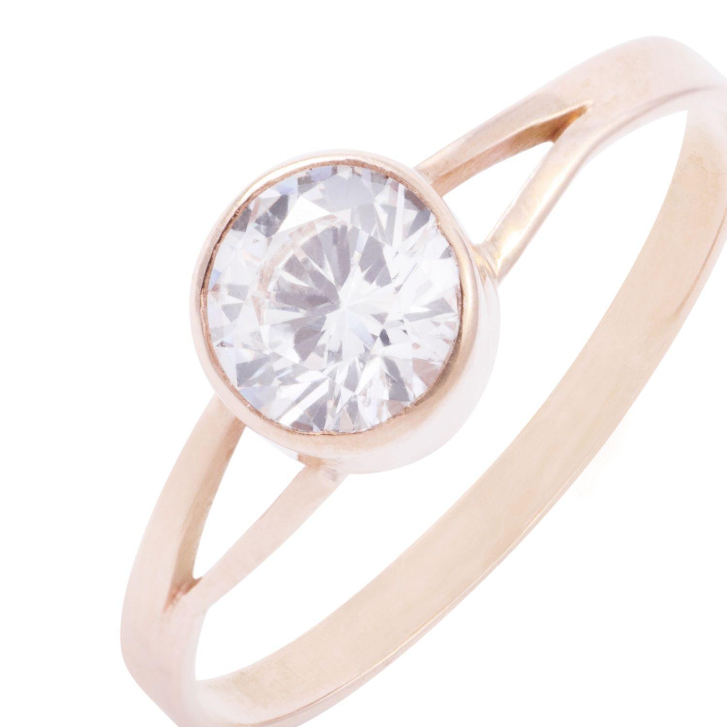 Anillo Oro Miel 18kt Moderno Circón 6mm-1