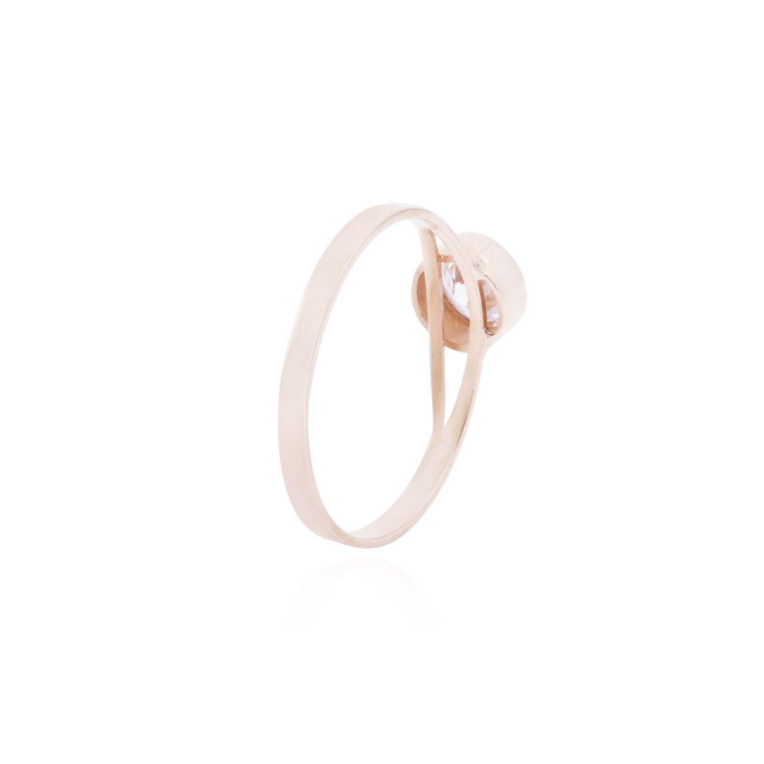Anillo Oro Miel 18kt Moderno Circón 6mm-2