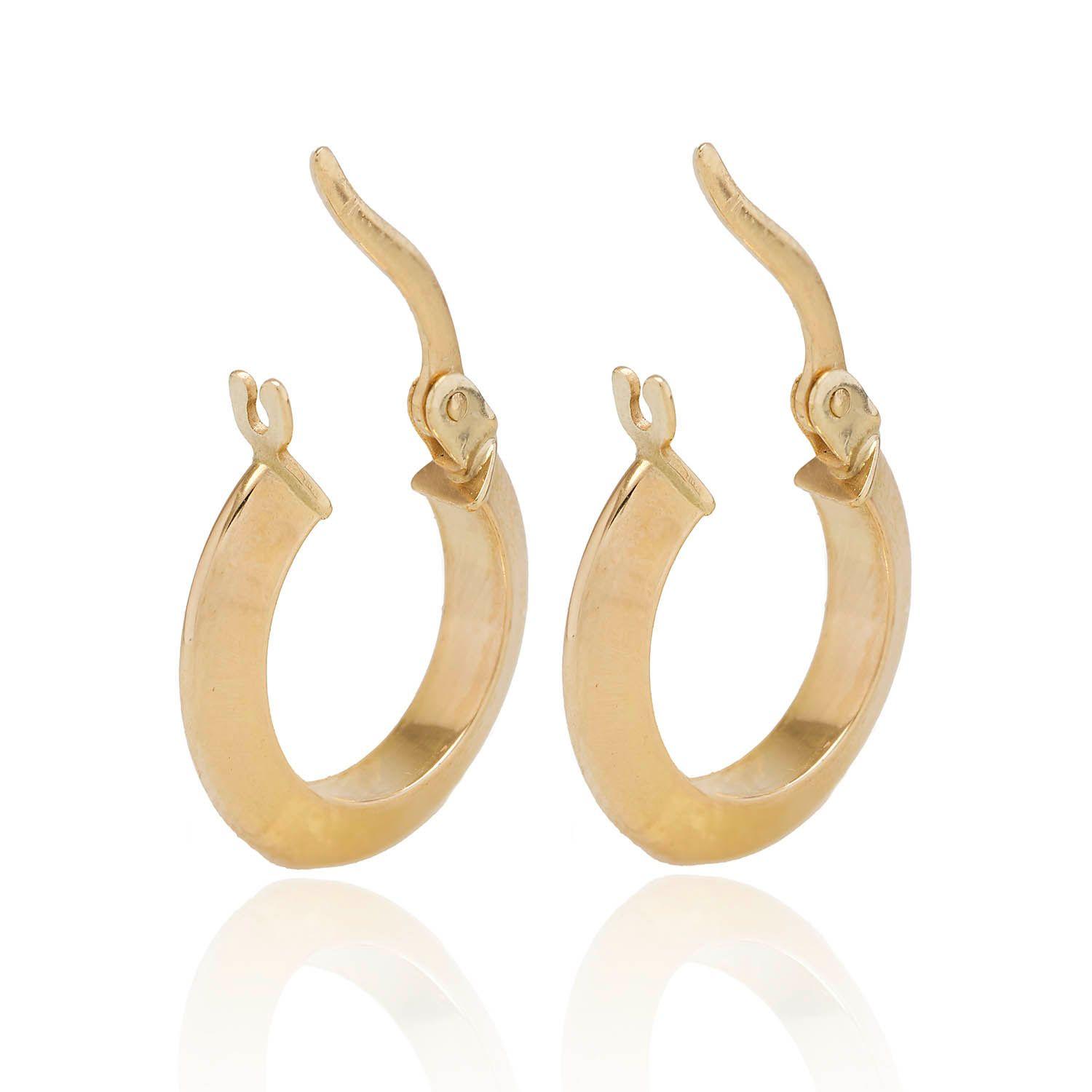 Aros de Oro 18kt Argollas Plana Tubular-2