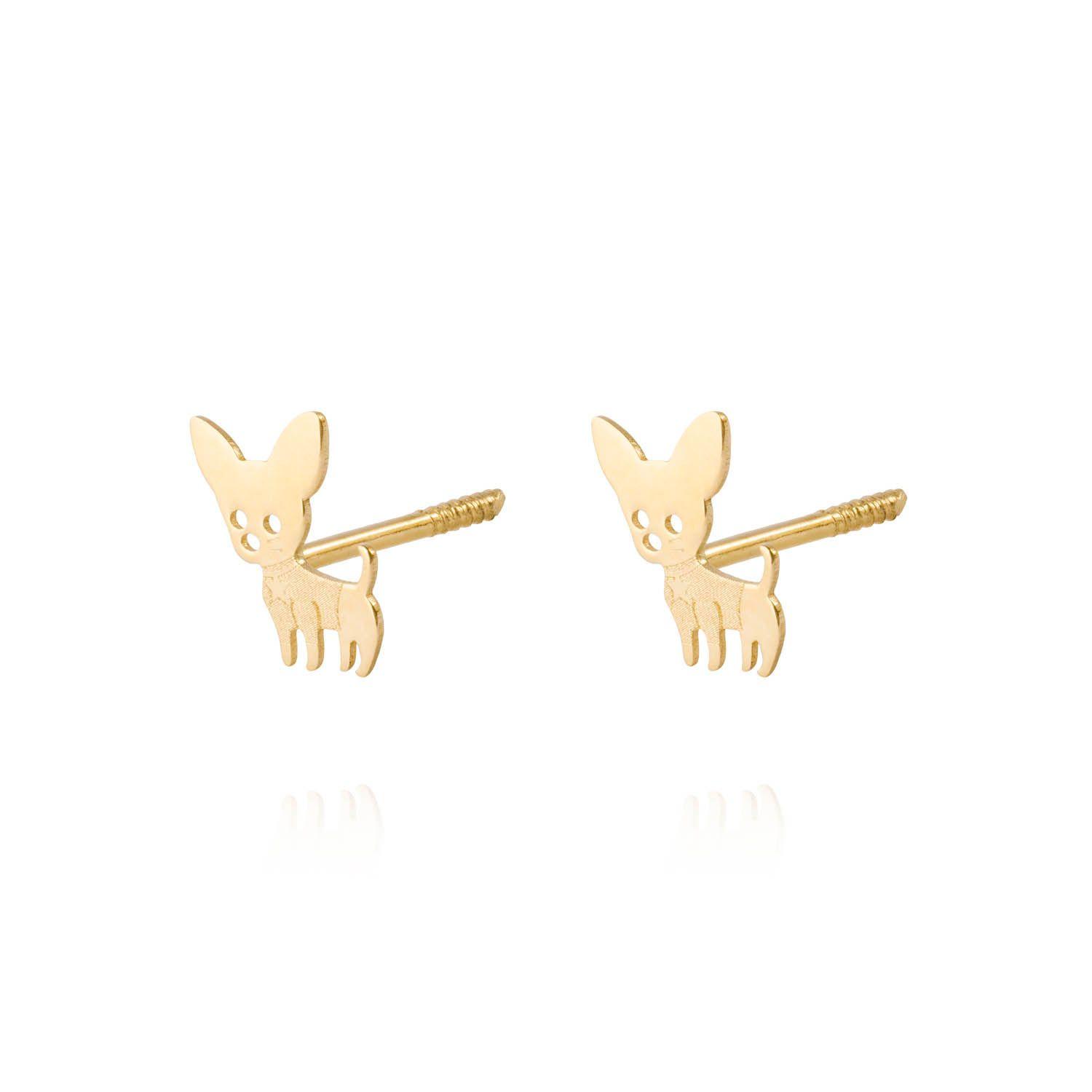 Aros de Oro 18kt Perrito Chiguagua-1