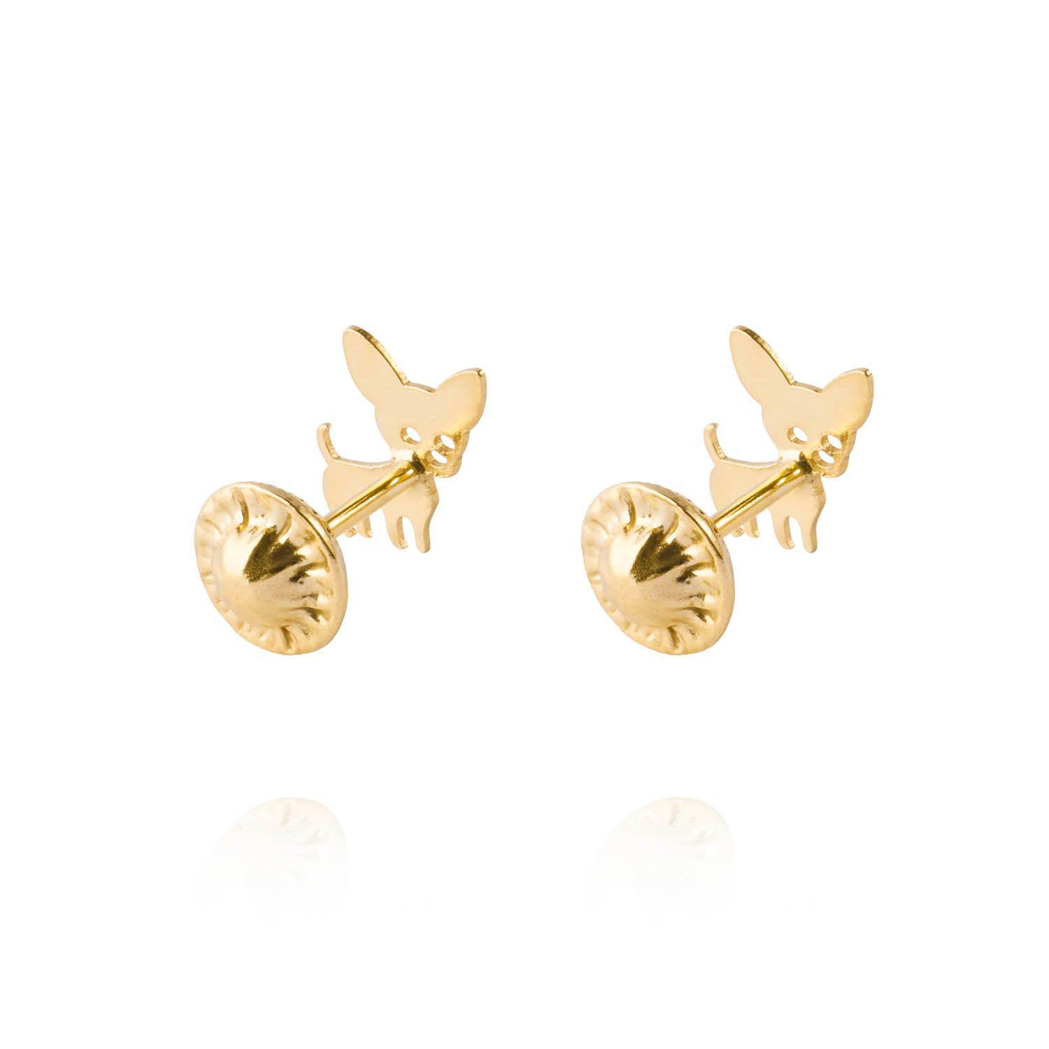 Aros de Oro 18kt Perrito Chiguagua-2
