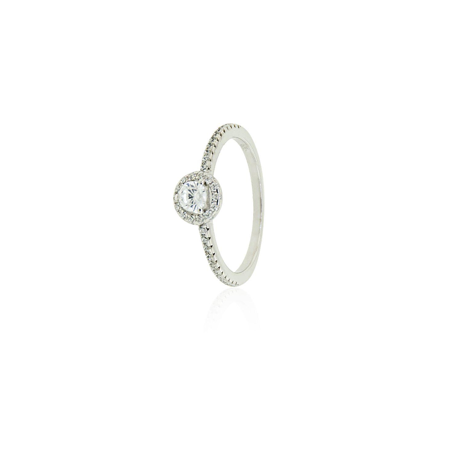 Anillo de Plata Esterlina 925 Solitario Riel Circon-2
