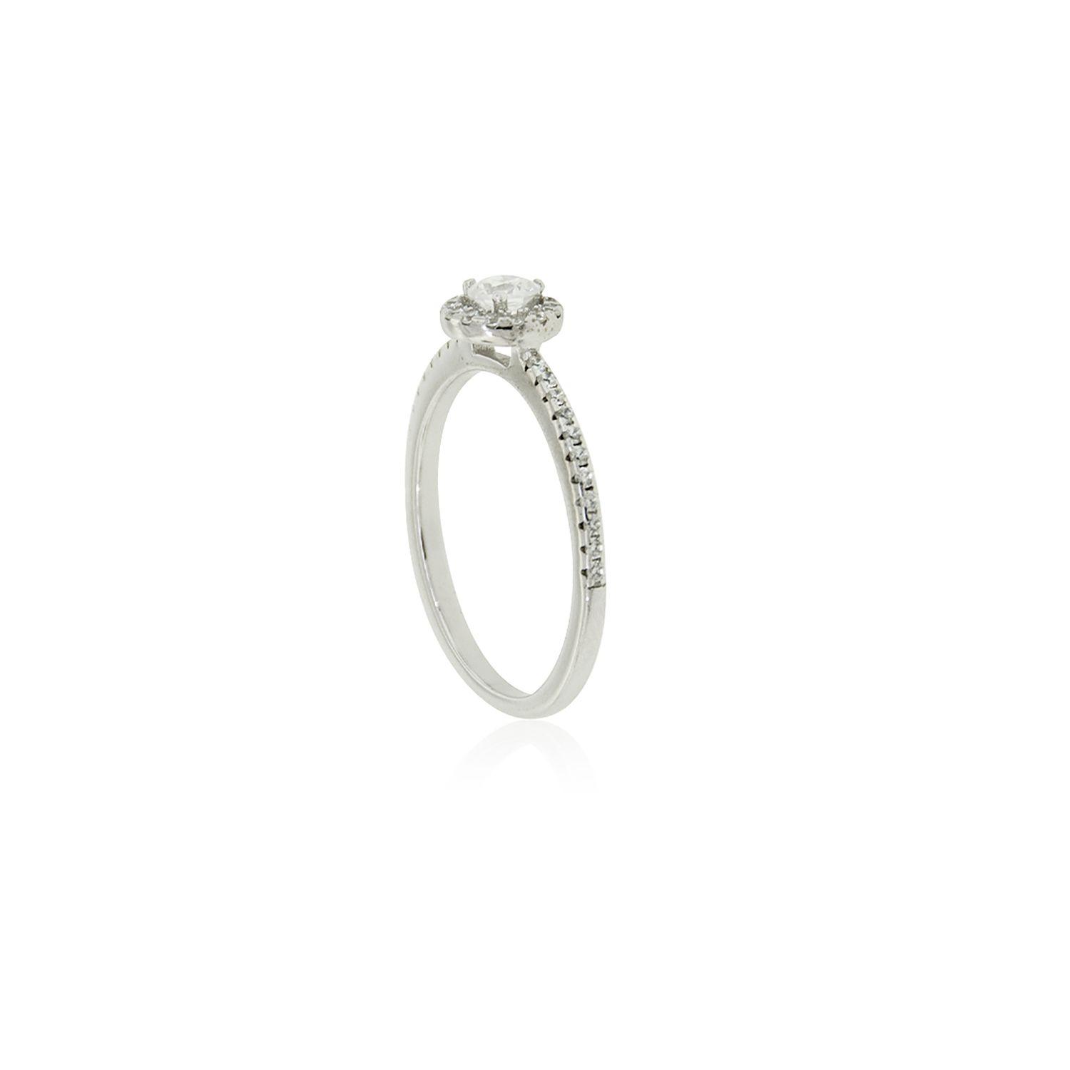 Anillo de Plata Esterlina 925 Solitario Riel Circon-1