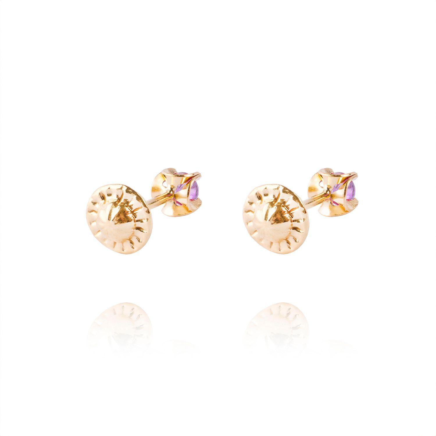 Aros de Oro 18kt Amatista 3MM-2