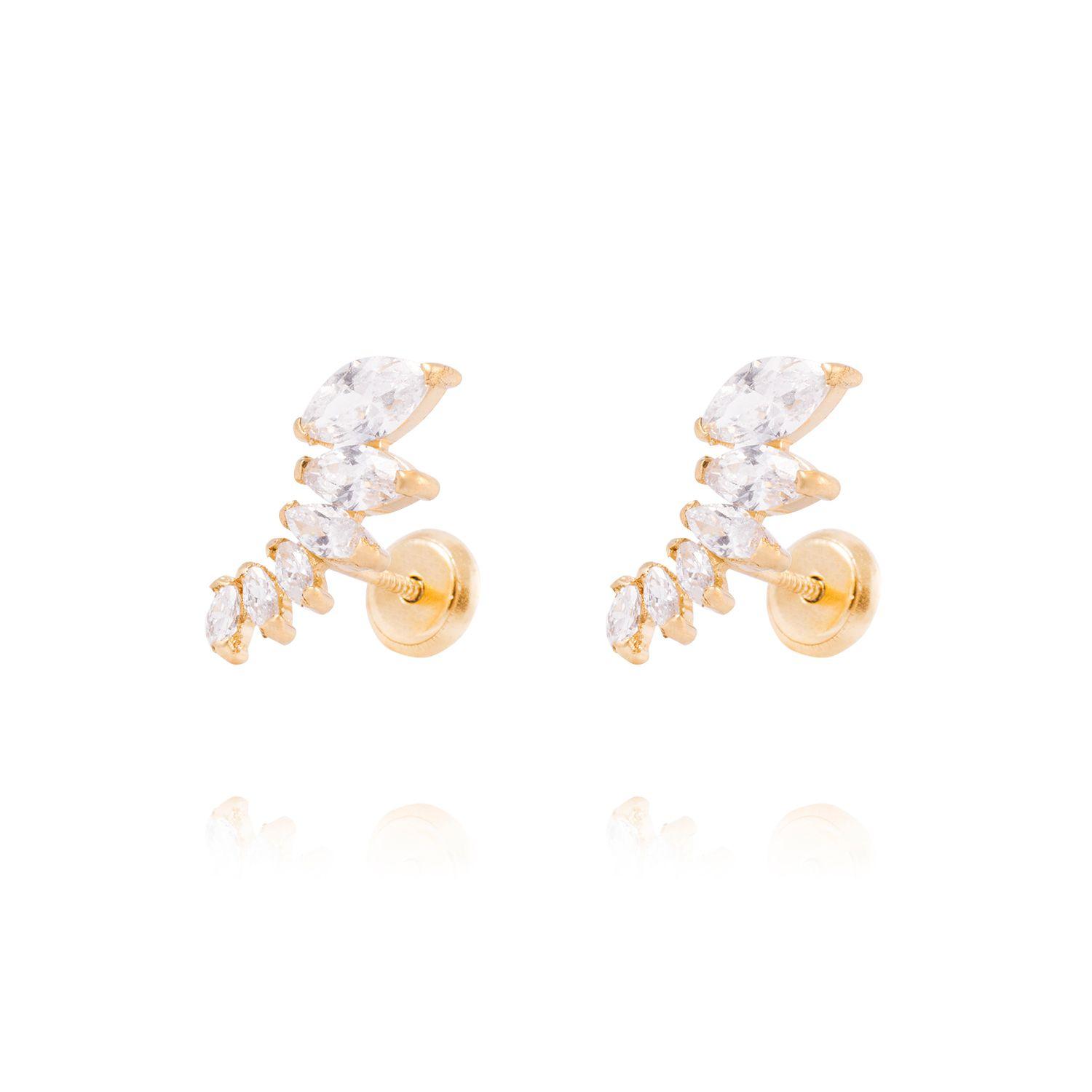 Aros de Oro de 18kt Hojitas de circones-0