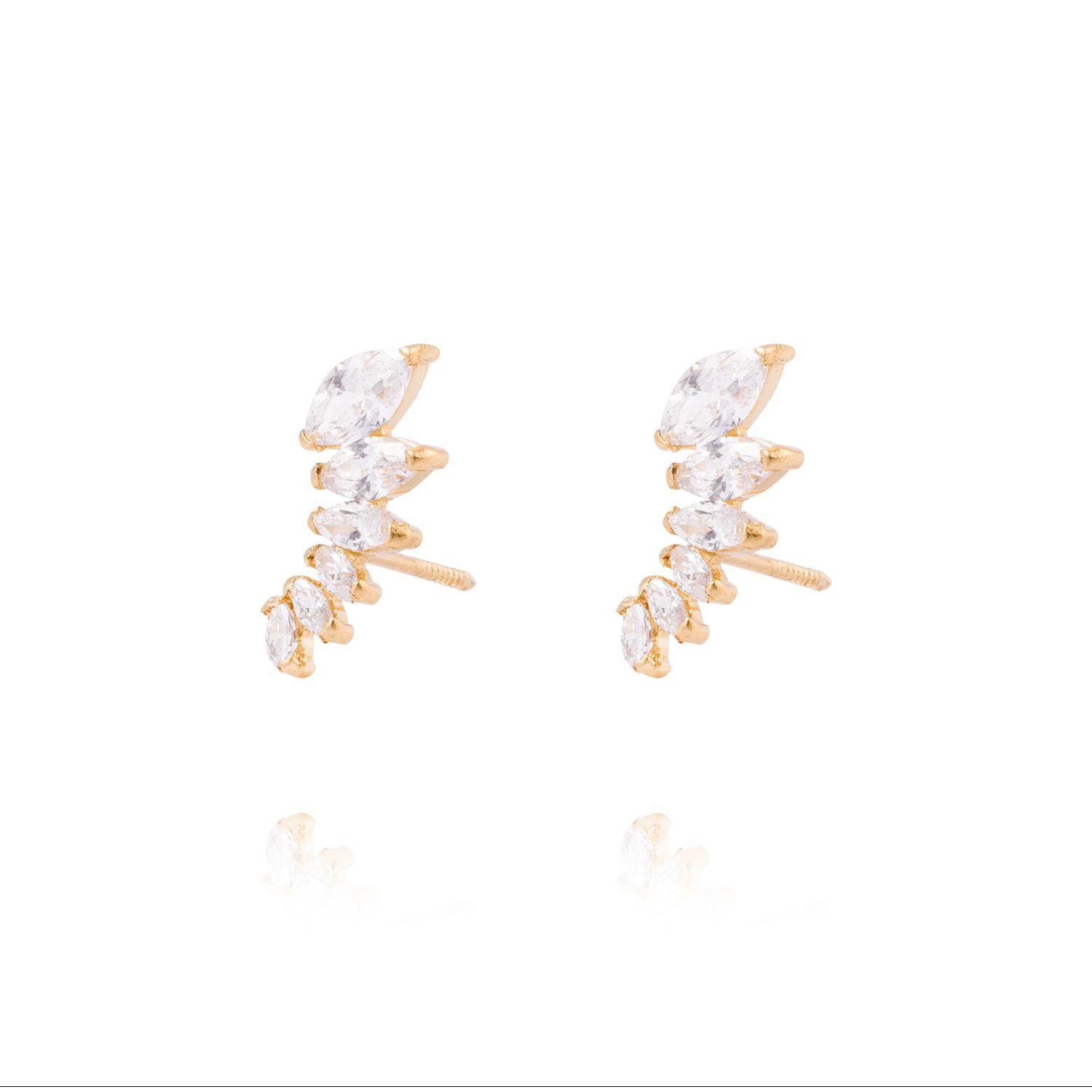 Aros de Oro de 18kt Hojitas de circones-1
