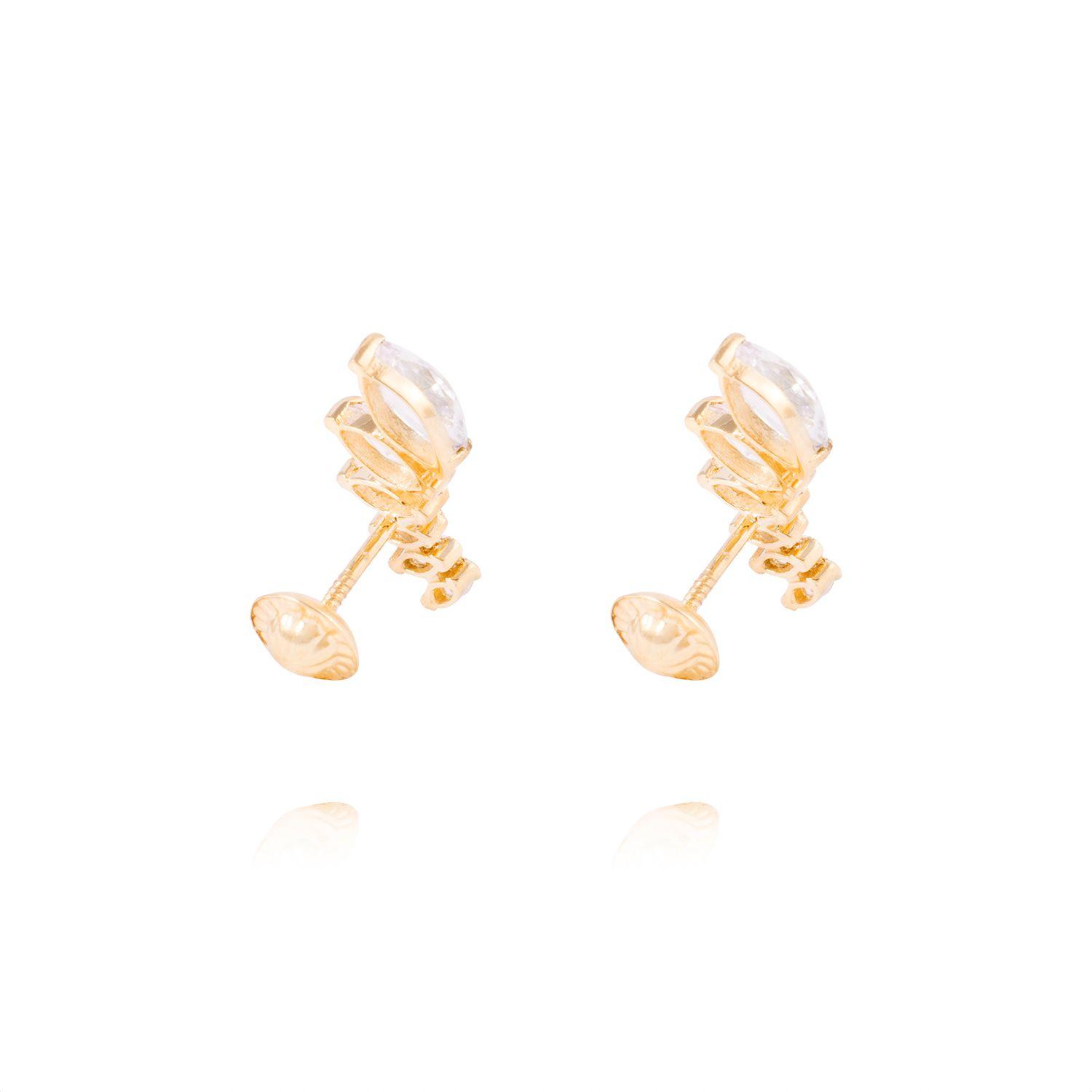 Aros de Oro de 18kt Hojitas de circones-2