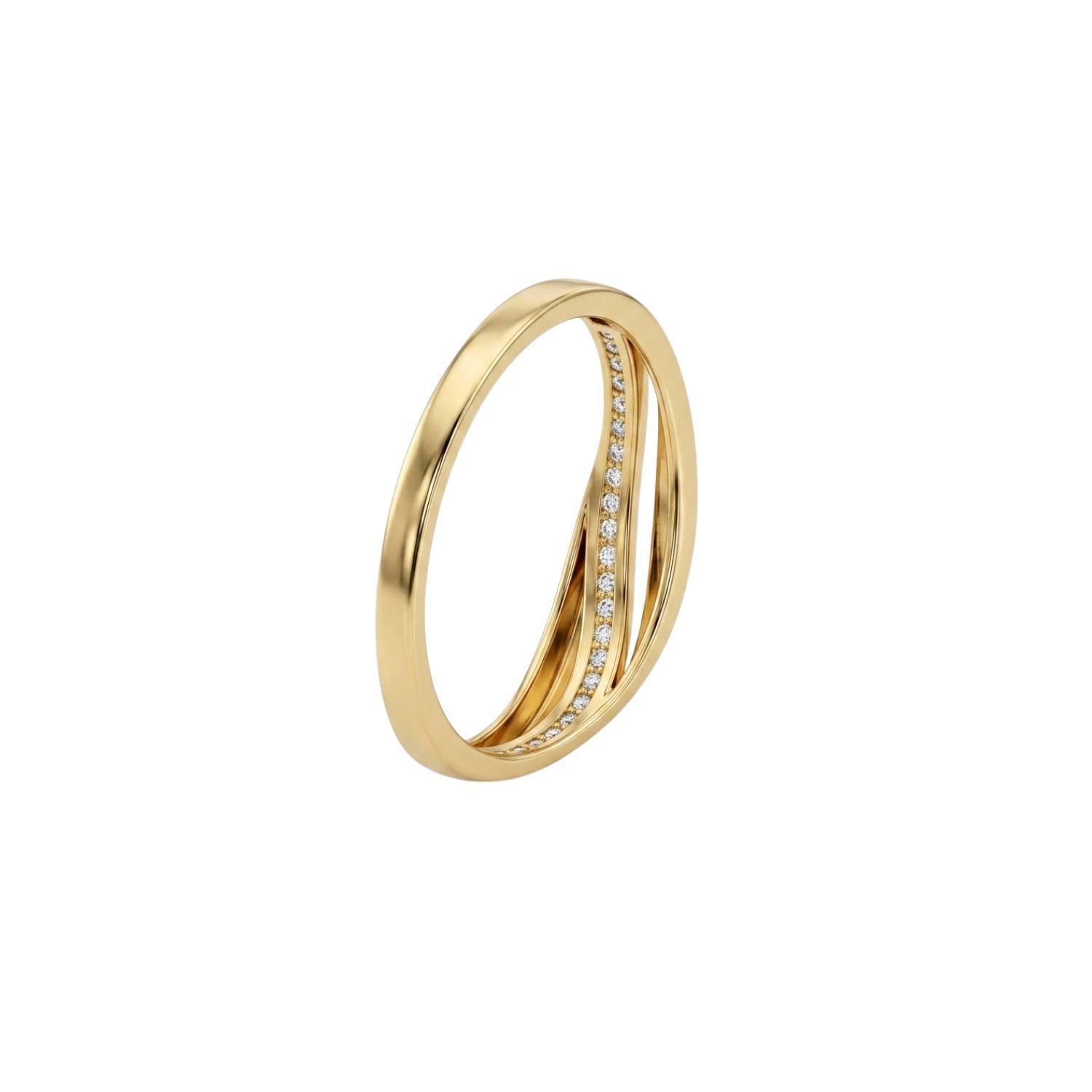 Anillo de Oro 18kt  Doble Ondas Circon-2