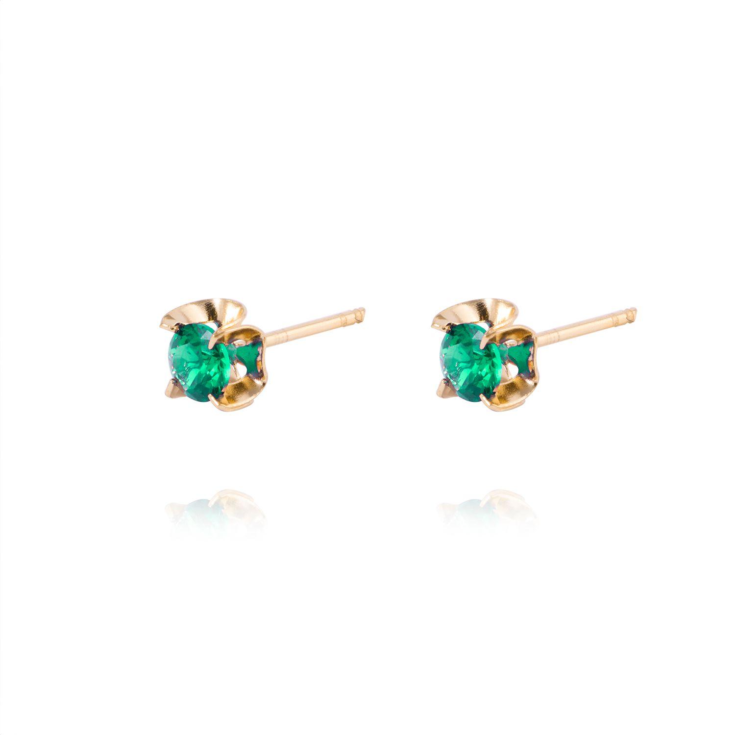 Aros de Oro 18kt Esmeralda 4MM-1