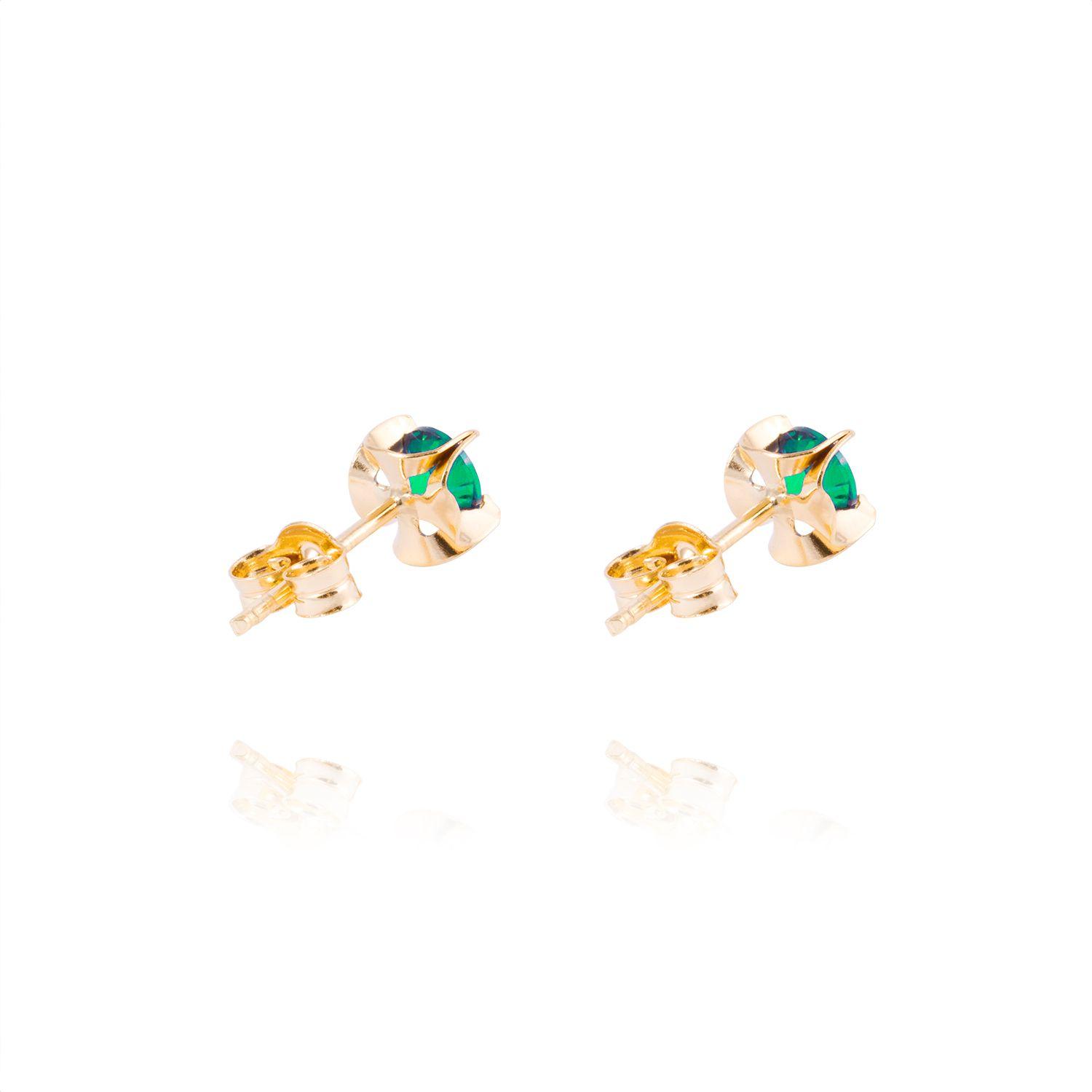 Aros de Oro 18kt Esmeralda 4MM-2