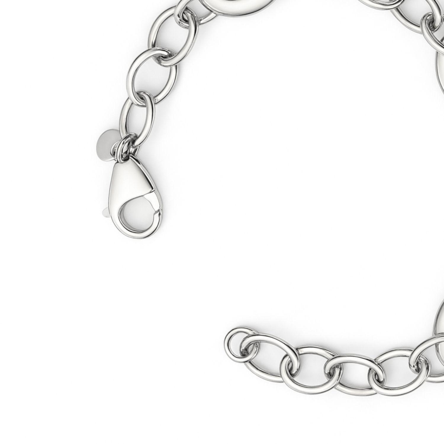 Pulsera de Plata Esterlina 925 Eslabon Oval Grande Pequeño-2