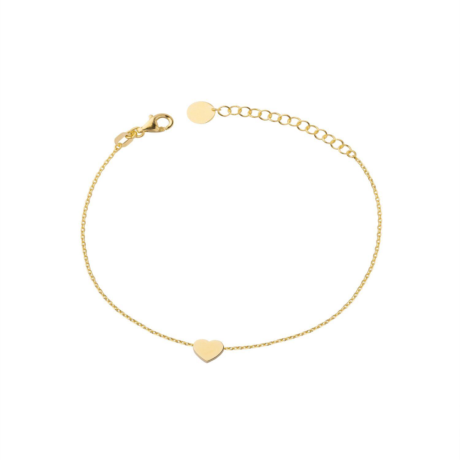 Pulsera de Plata Esterlina 925 Corazon Revestido en Oro 18kt-0