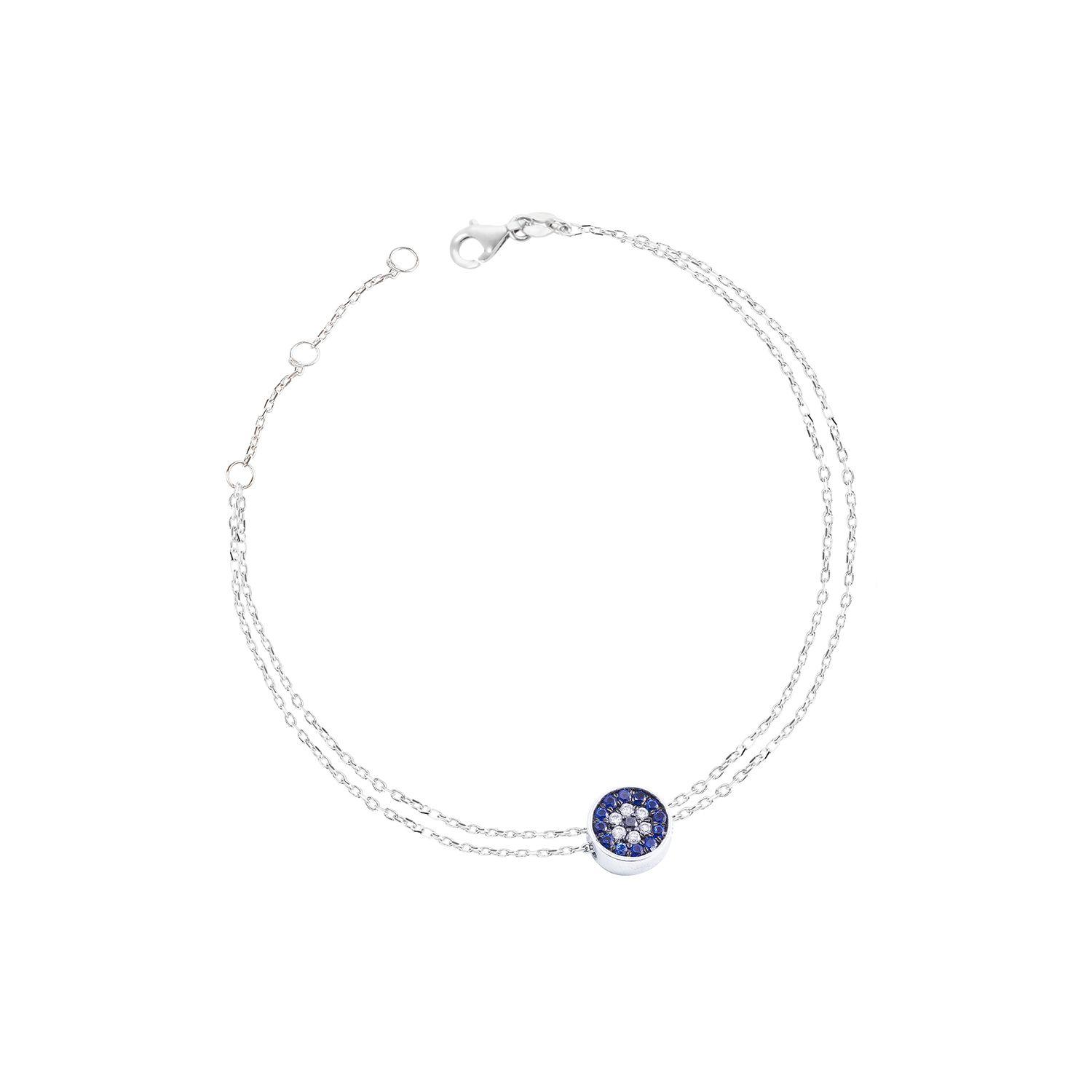 Pulsera de Oro de 18kt con Zafiros y brillantes de 5 puntos-0