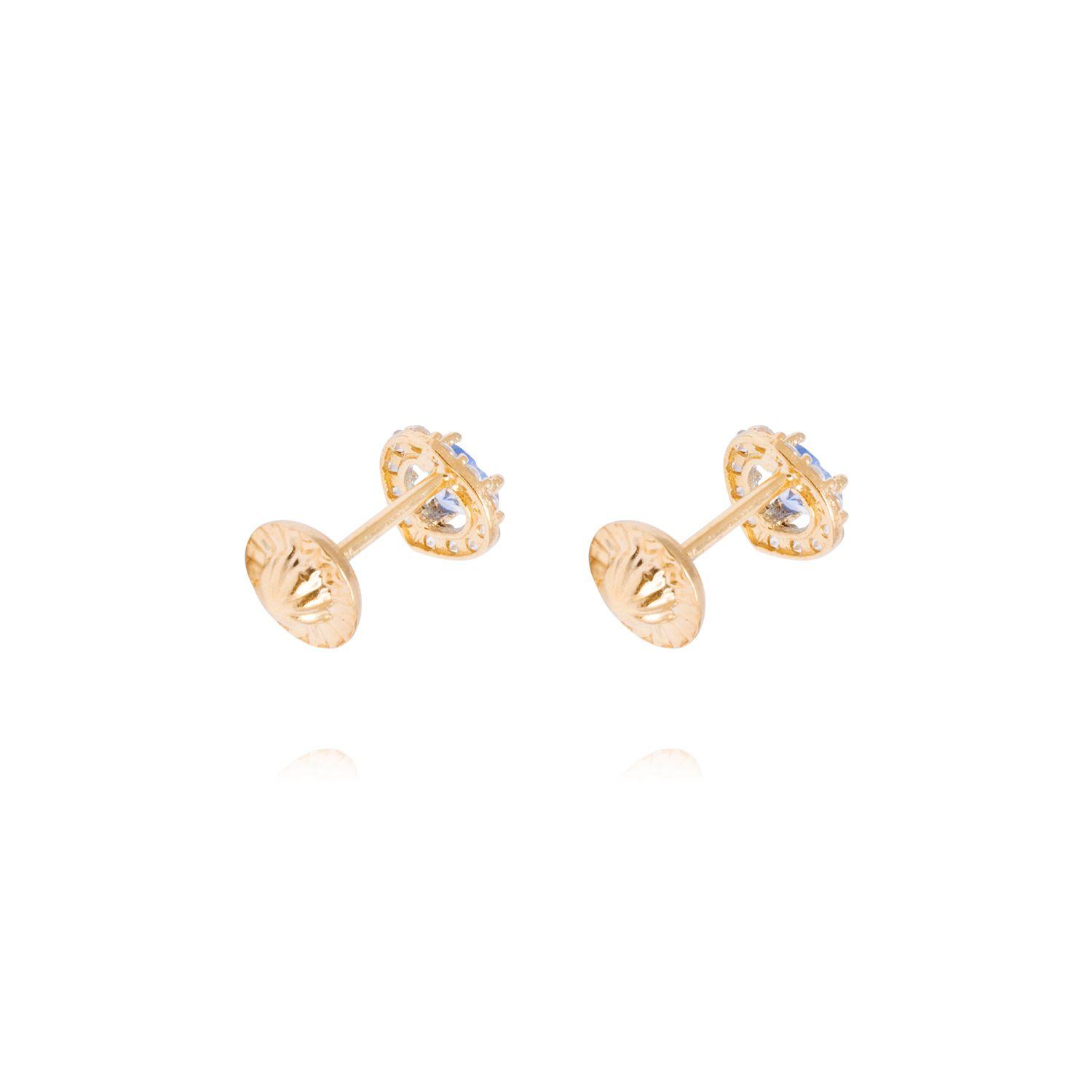 Aros Oro Amarillo de 18kt Corazón de Zafiro-2