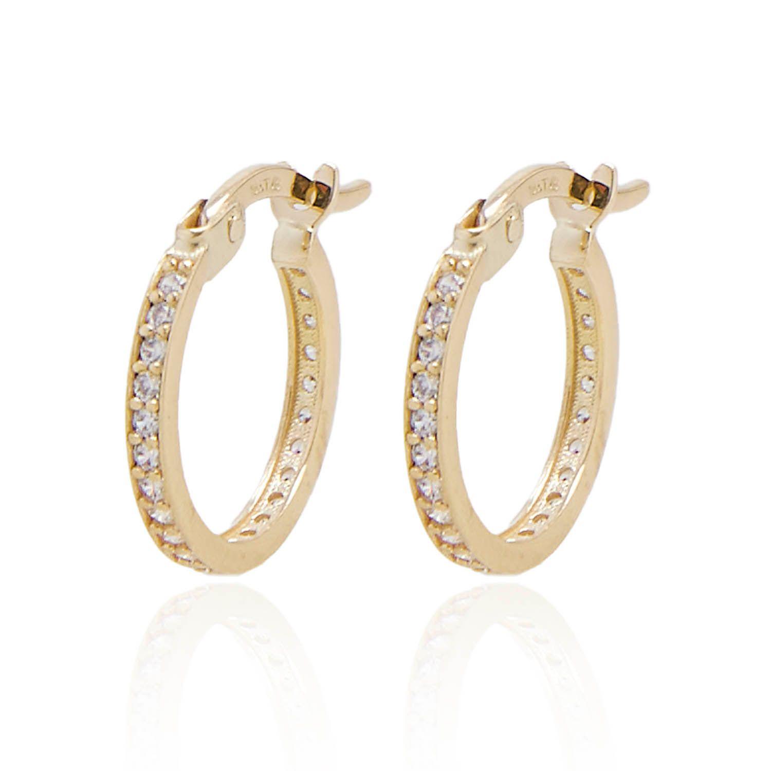 Aros de Oro 18kt Argolla Circón Pequeña-0