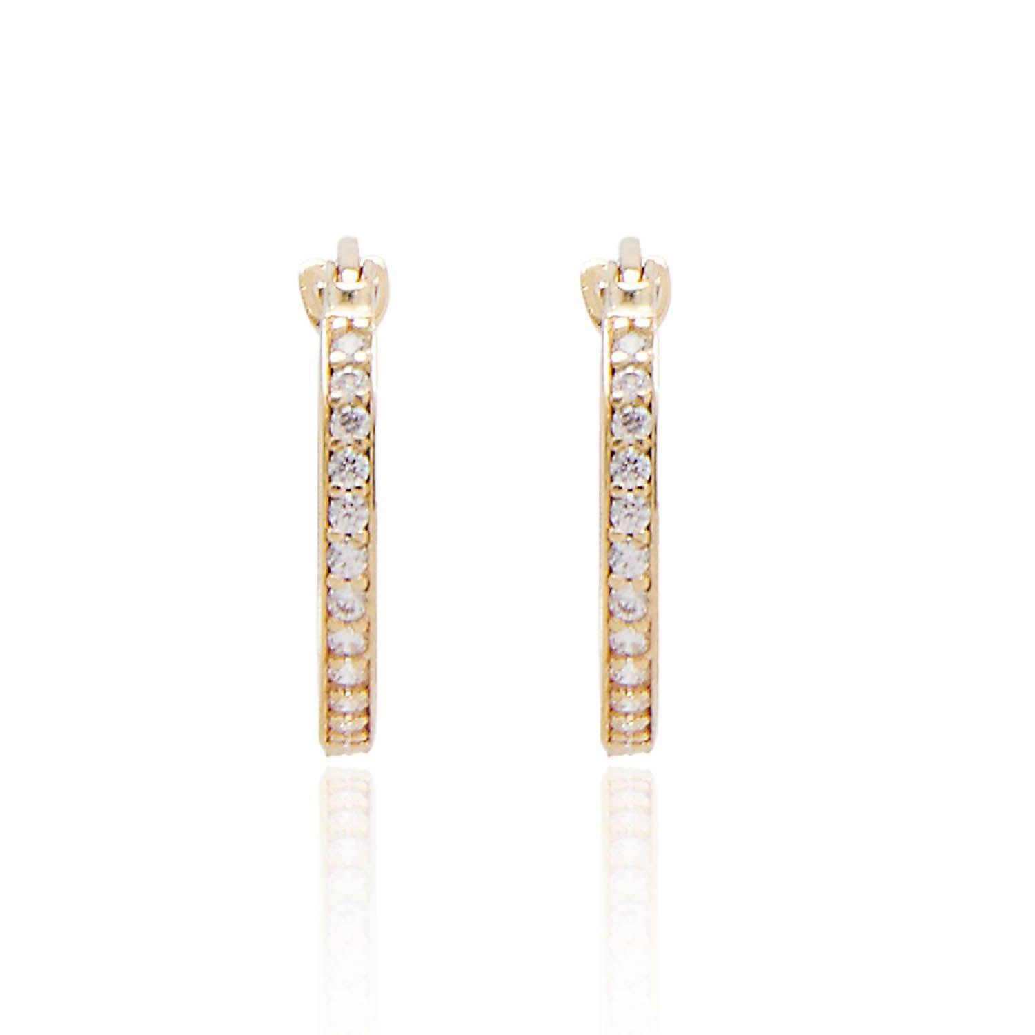 Aros de Oro 18kt Argolla Circón Pequeña-1